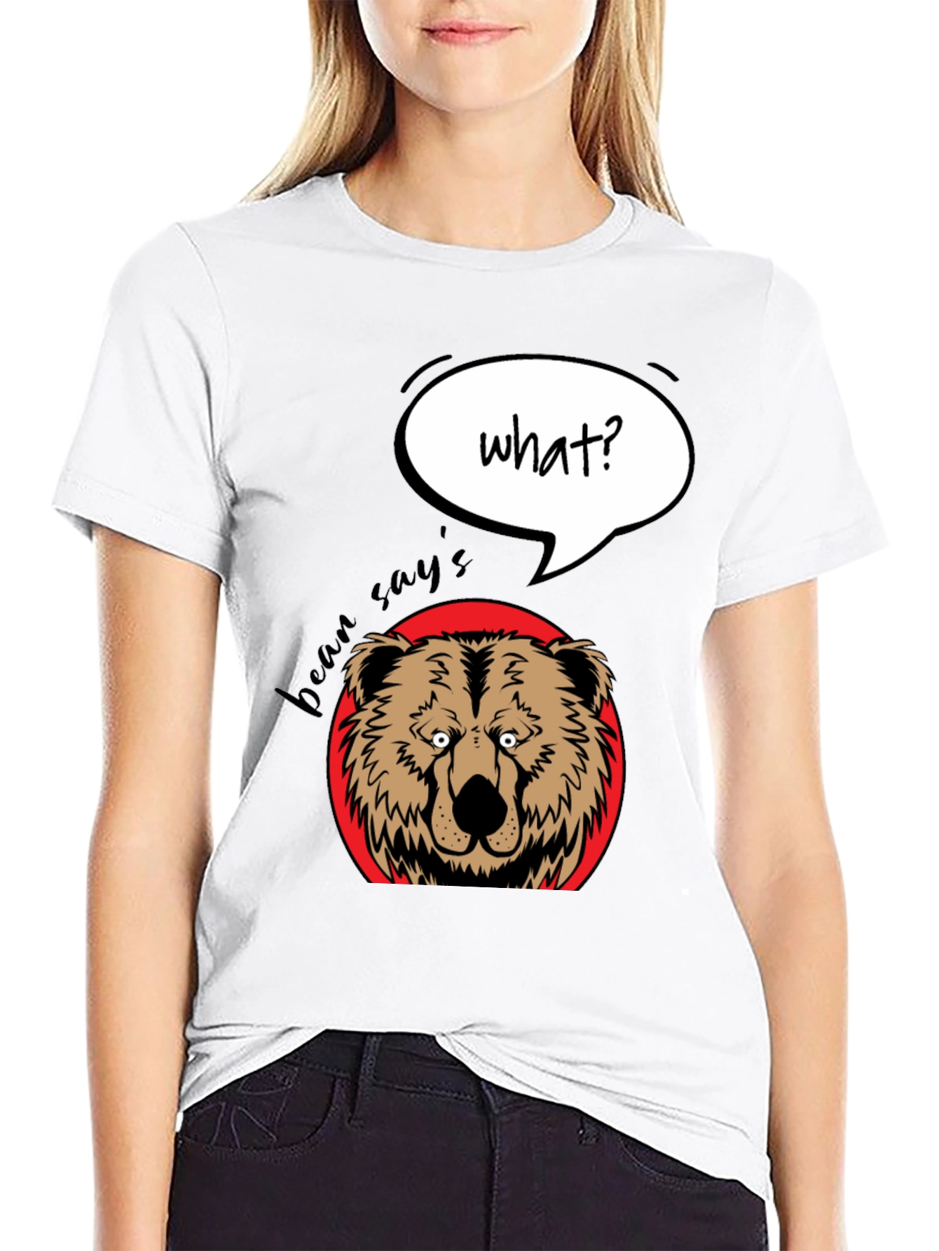 Black Funny Bear What? Graphic T-Shirt view 9