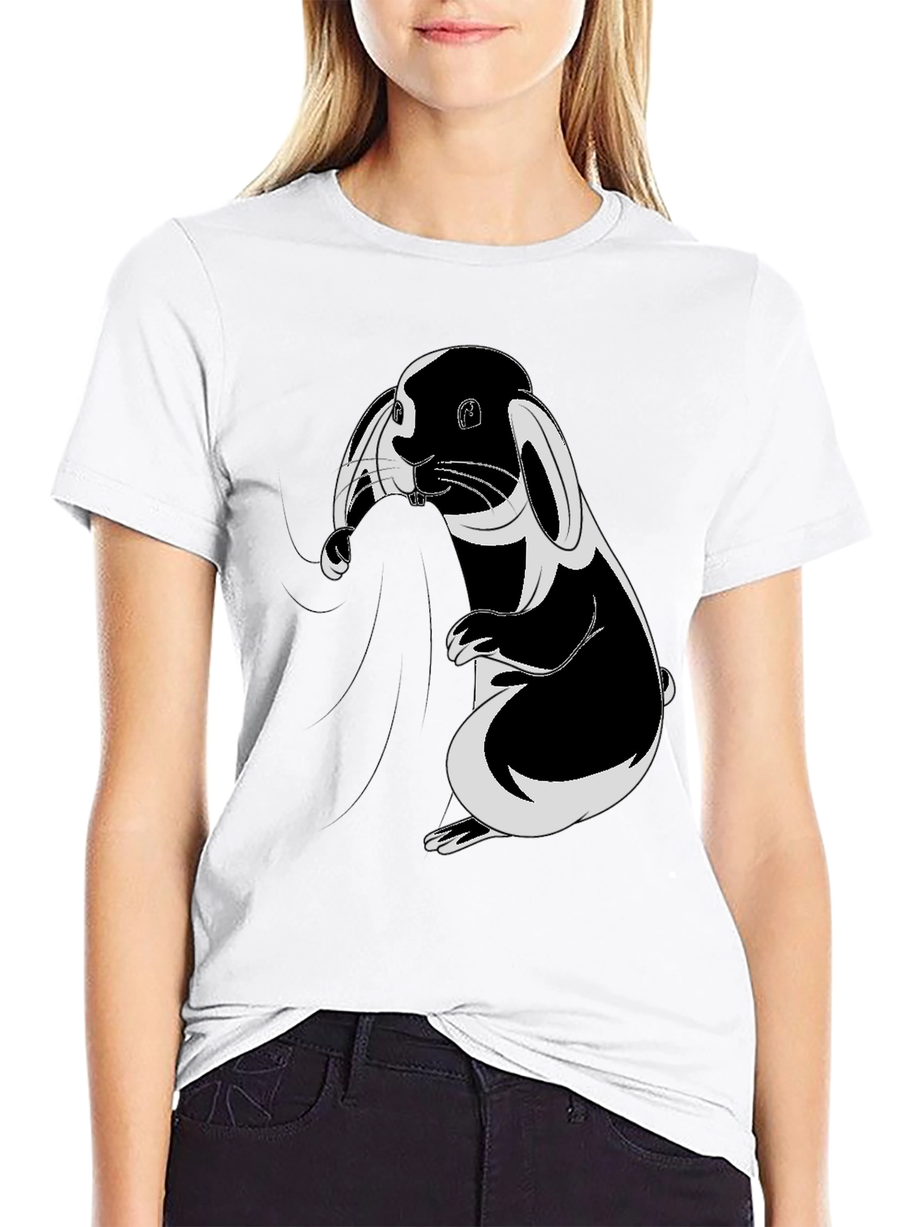 Black Bunny Graphic T-Shirt - Soft Cotton Blend view 9