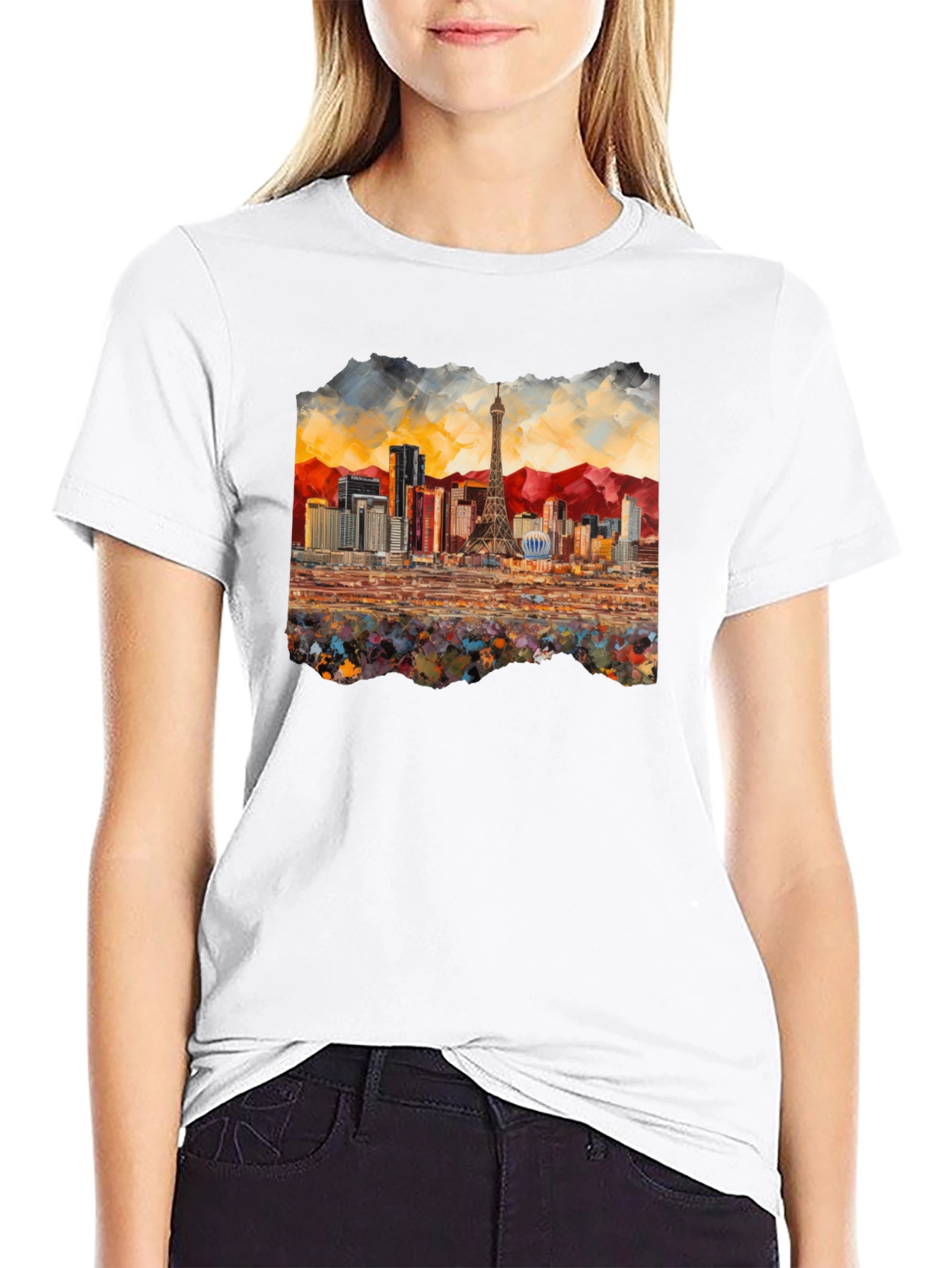 Black Las Vegas Skyline Black T-Shirt view 9