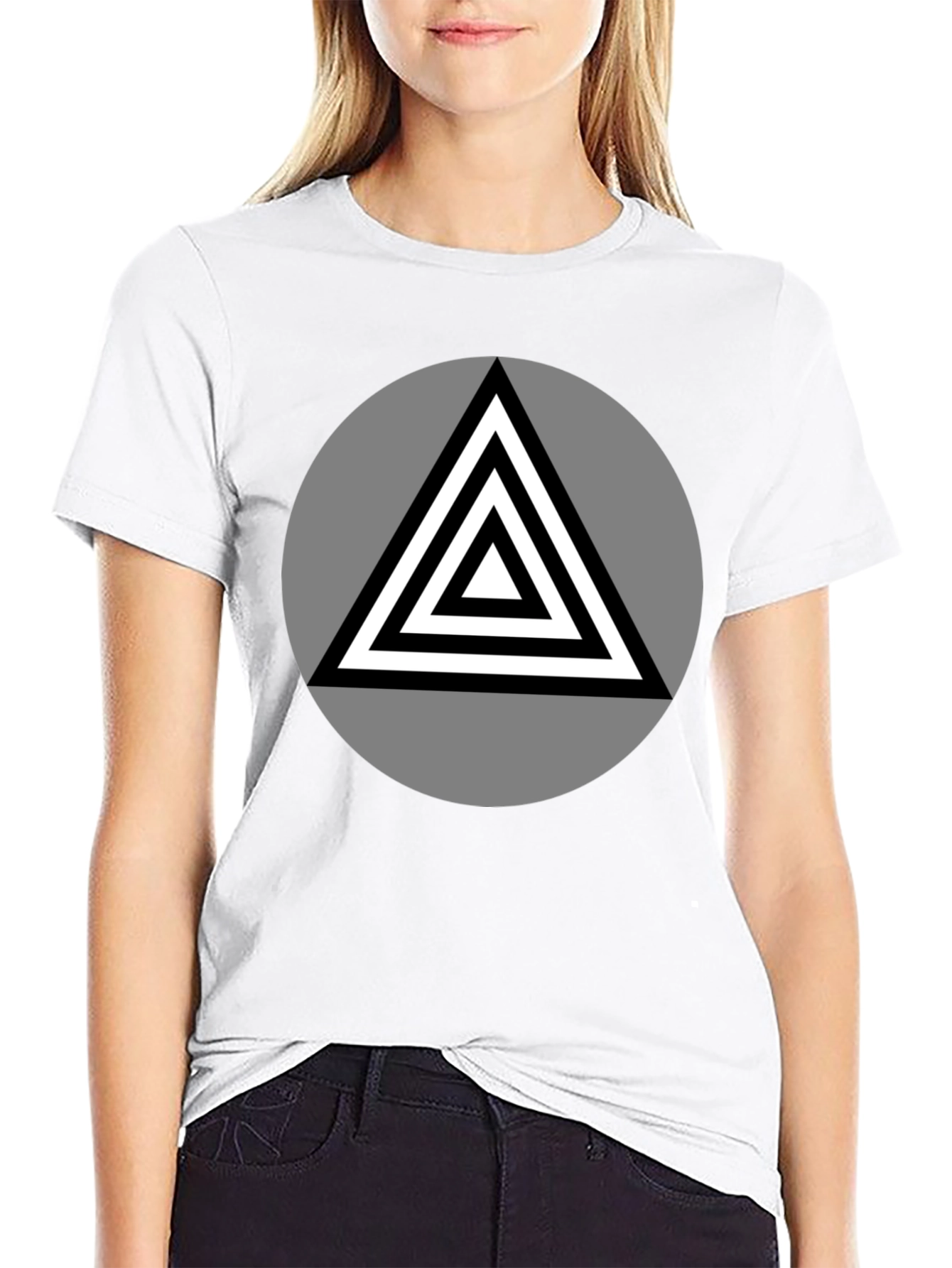 Black Geometric Triangle Graphic T-Shirt view 9