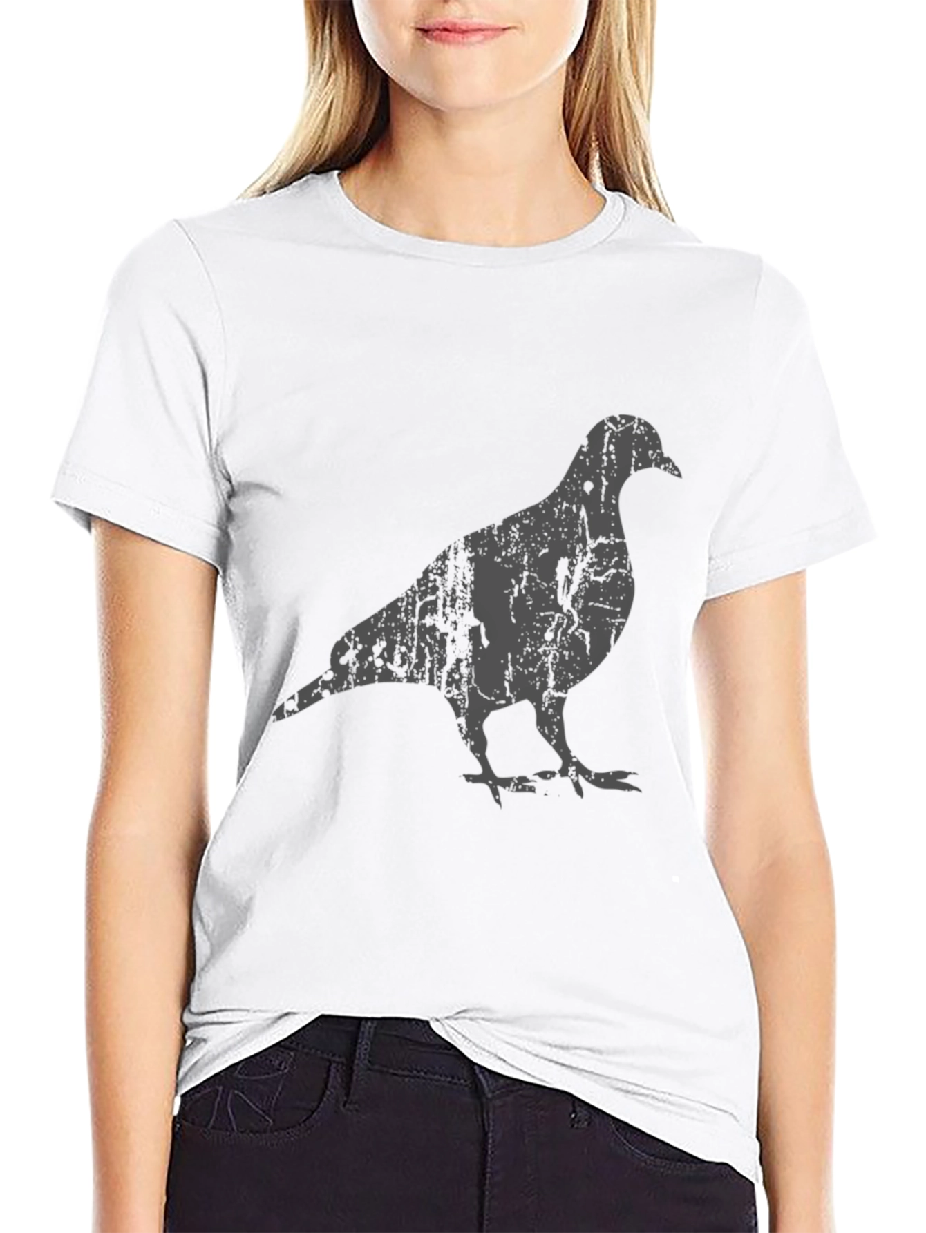 Black Distressed Pigeon Graphic Tee - Men's Black T-Shirt view 9