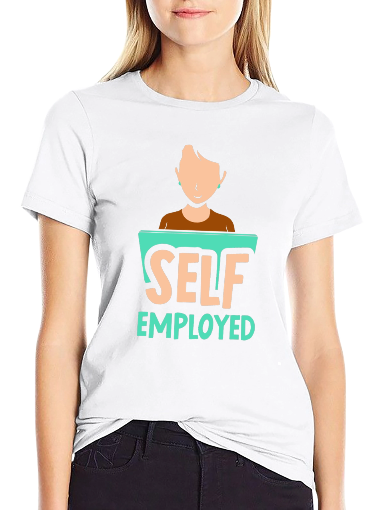 Black Self Employed Graphic T-Shirt, Black Cotton Blend view 9