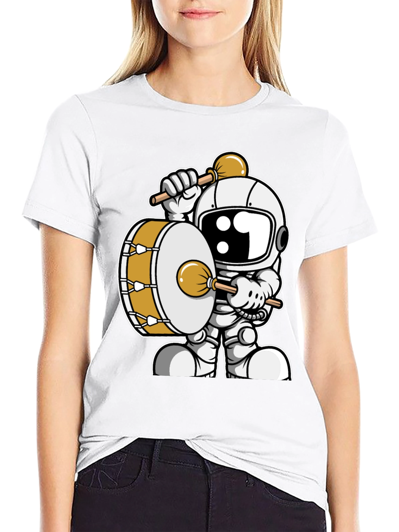 Black Astronaut Drummer T-Shirt - Space Musician Tee view 9