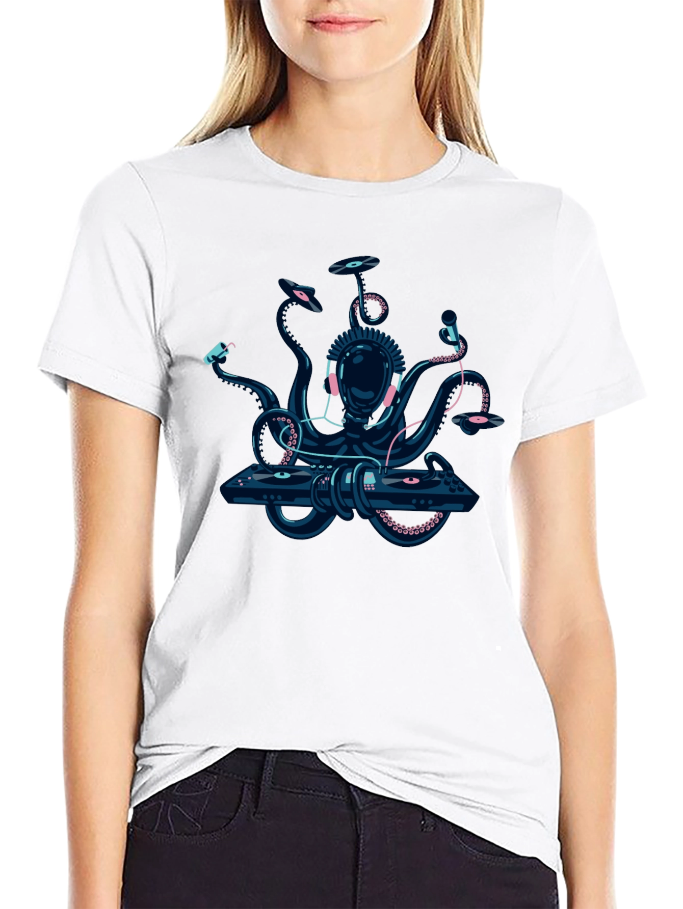 Black DJ Octopus Graphic Tee - Black view 9
