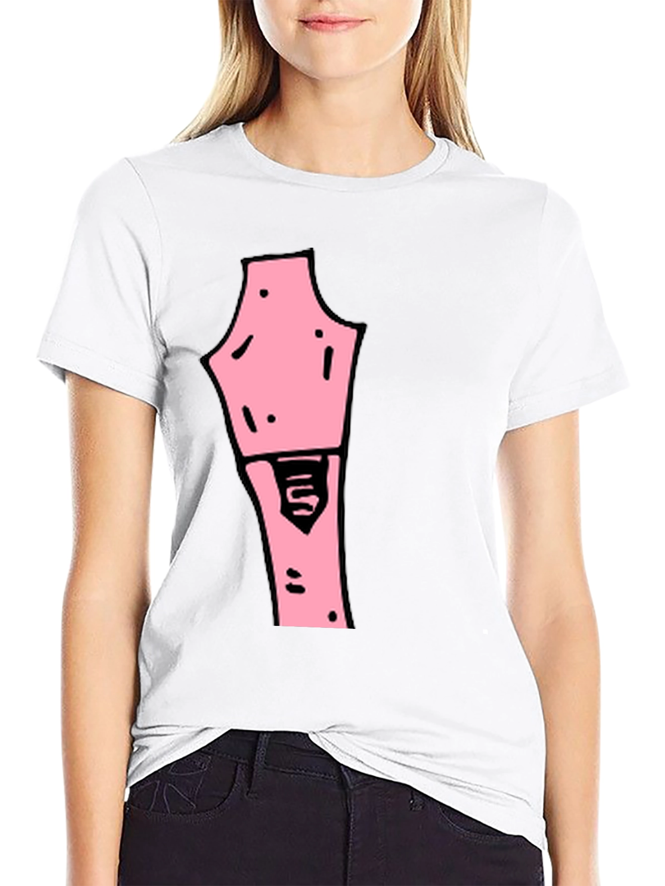 Black Unique Pink Graphic Print Black T-Shirt view 9