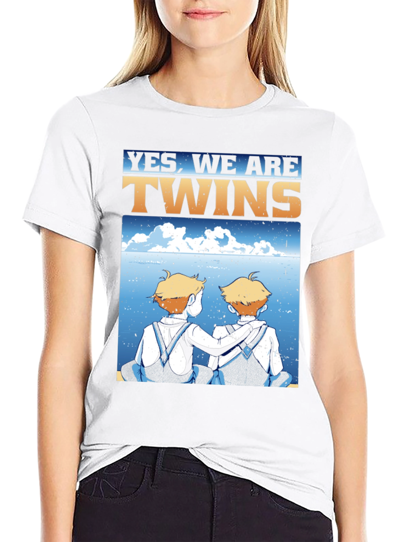 Black Yes, We Are Twins T-Shirt view 9