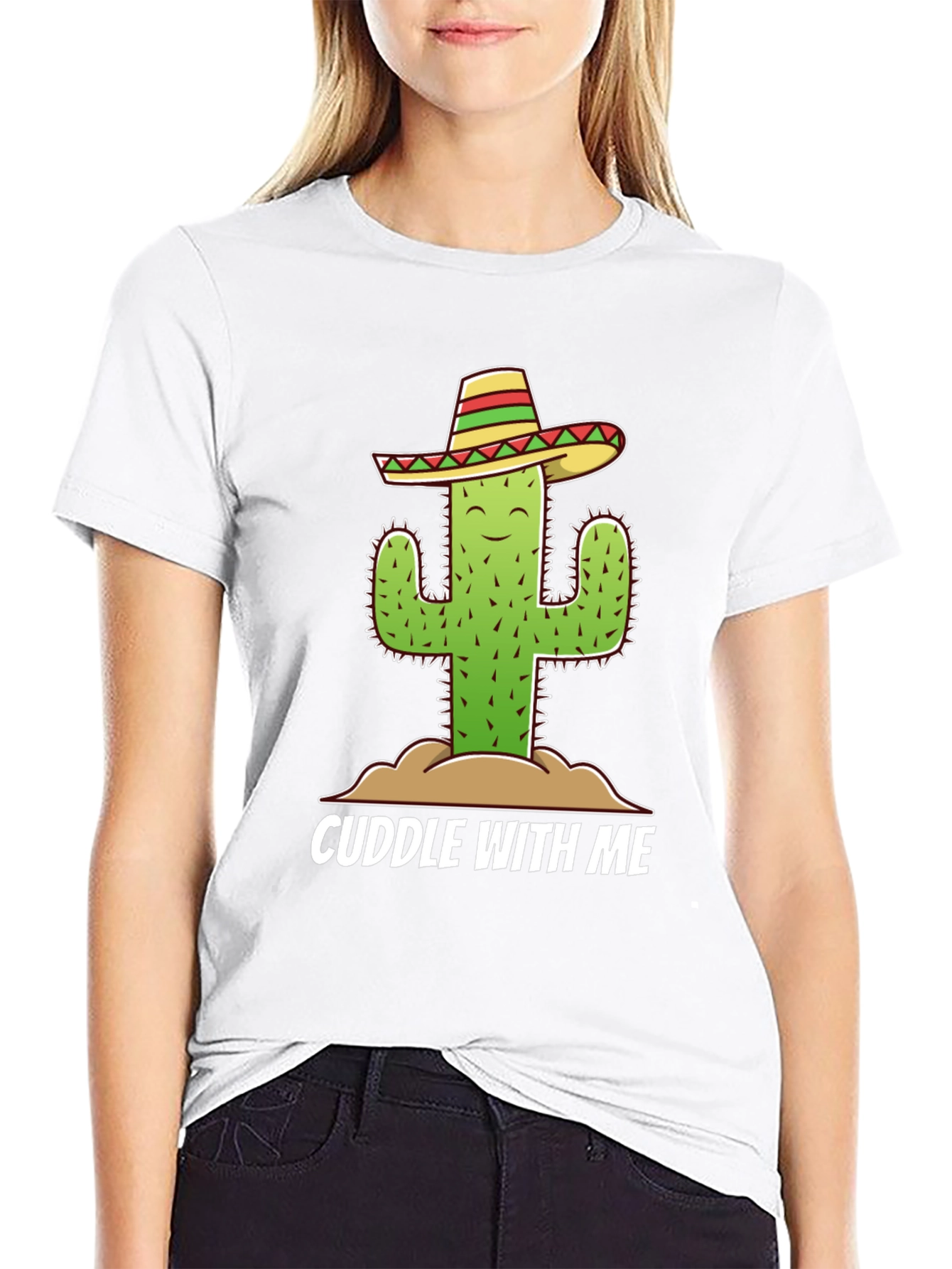 Black Cuddle Cactus T-Shirt - Funny Graphic Tee view 9