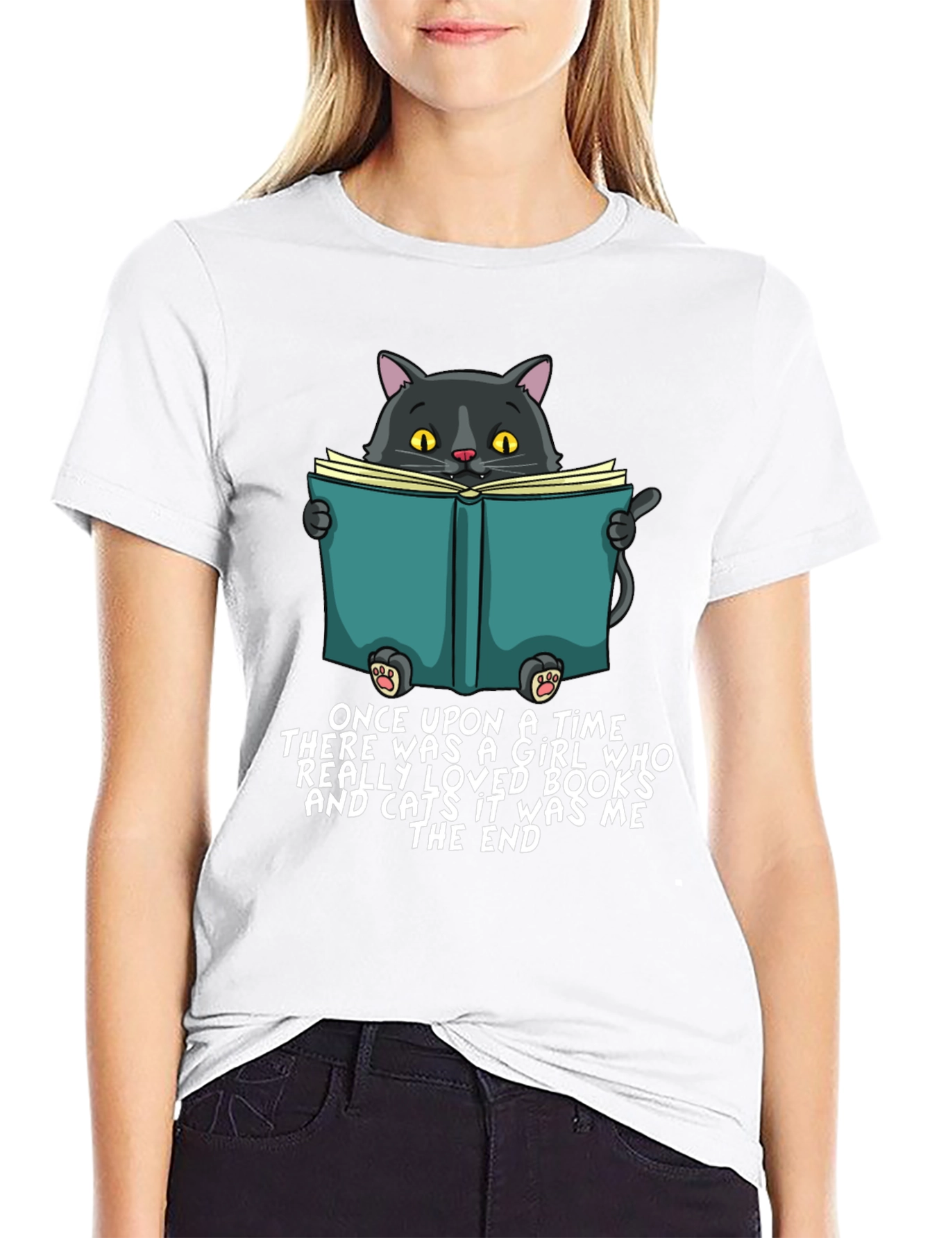 Black Cat Reading Book T-Shirt - Once Upon a Time view 9