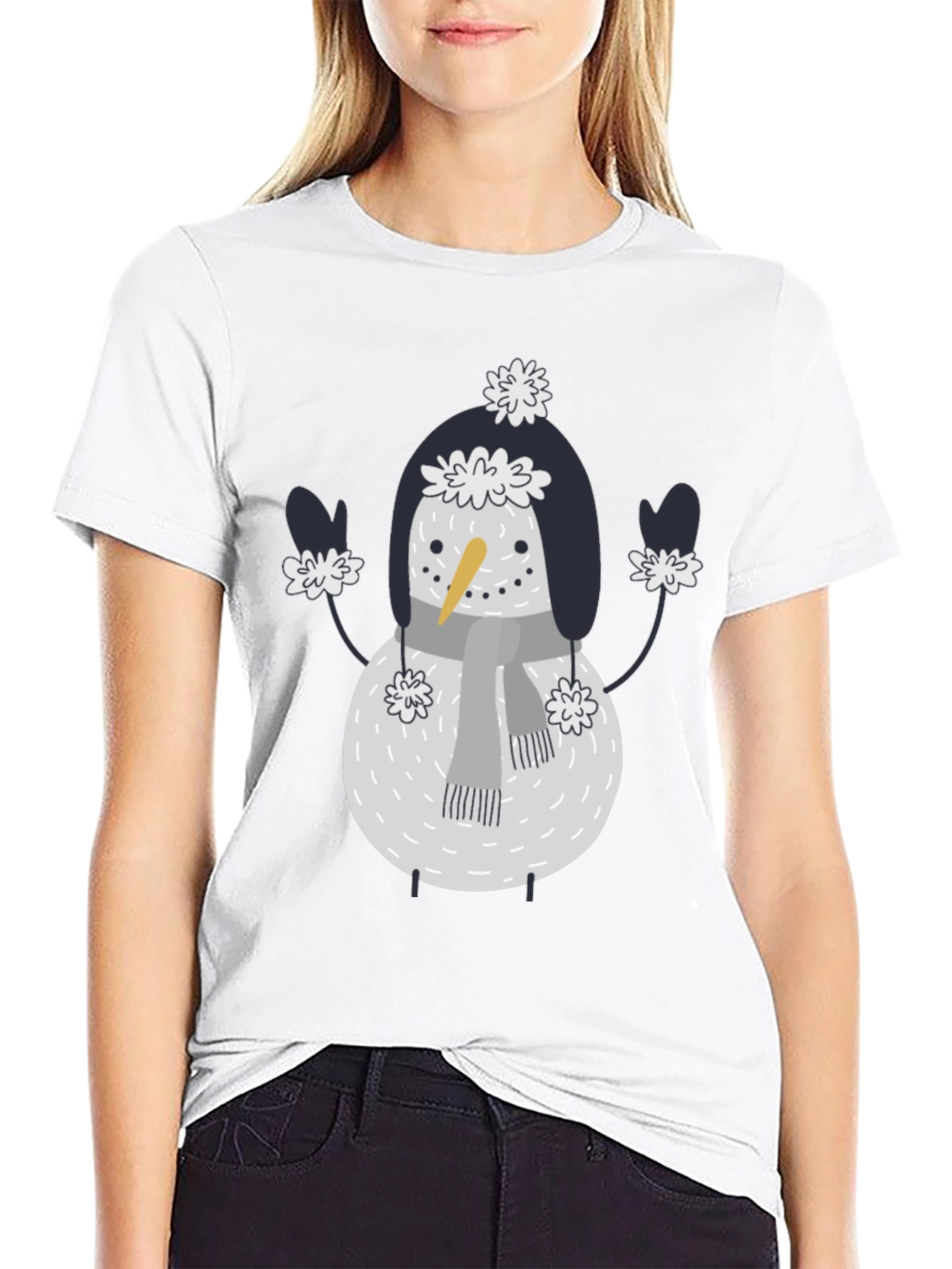 Black Snowman Graphic Tee - Festive Holiday Fun view 9