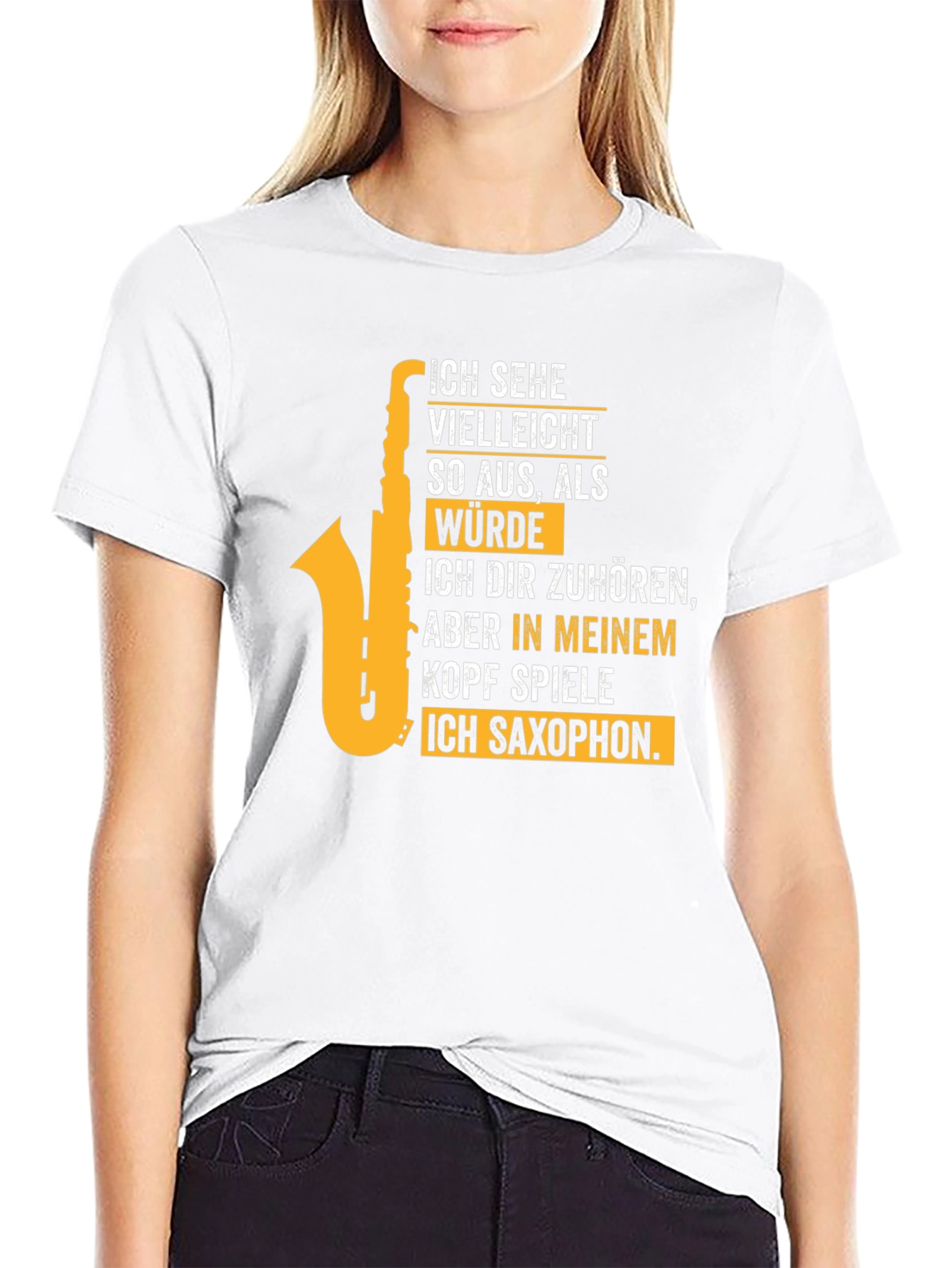 Black Saxophone Player T-Shirt - "I Play Saxophone in My Head" view 9
