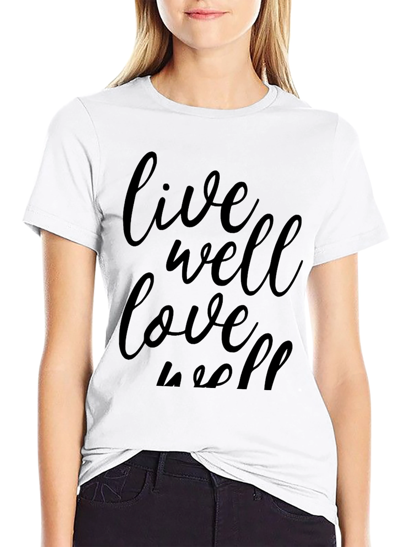 Black Live Well Love Well Black Graphic Tee view 9