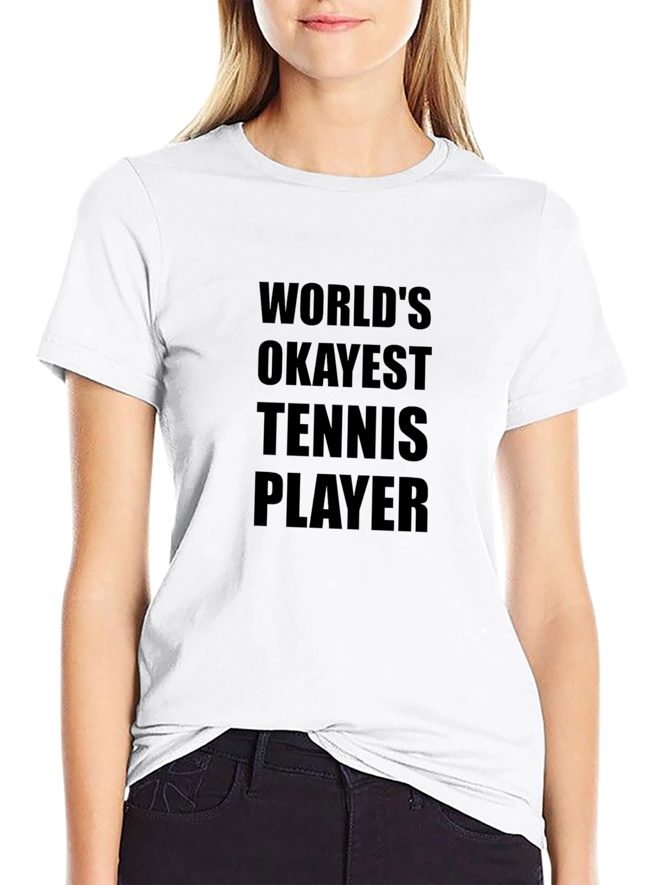 Black World's Okayest Tennis Player Graphic Tee view 9