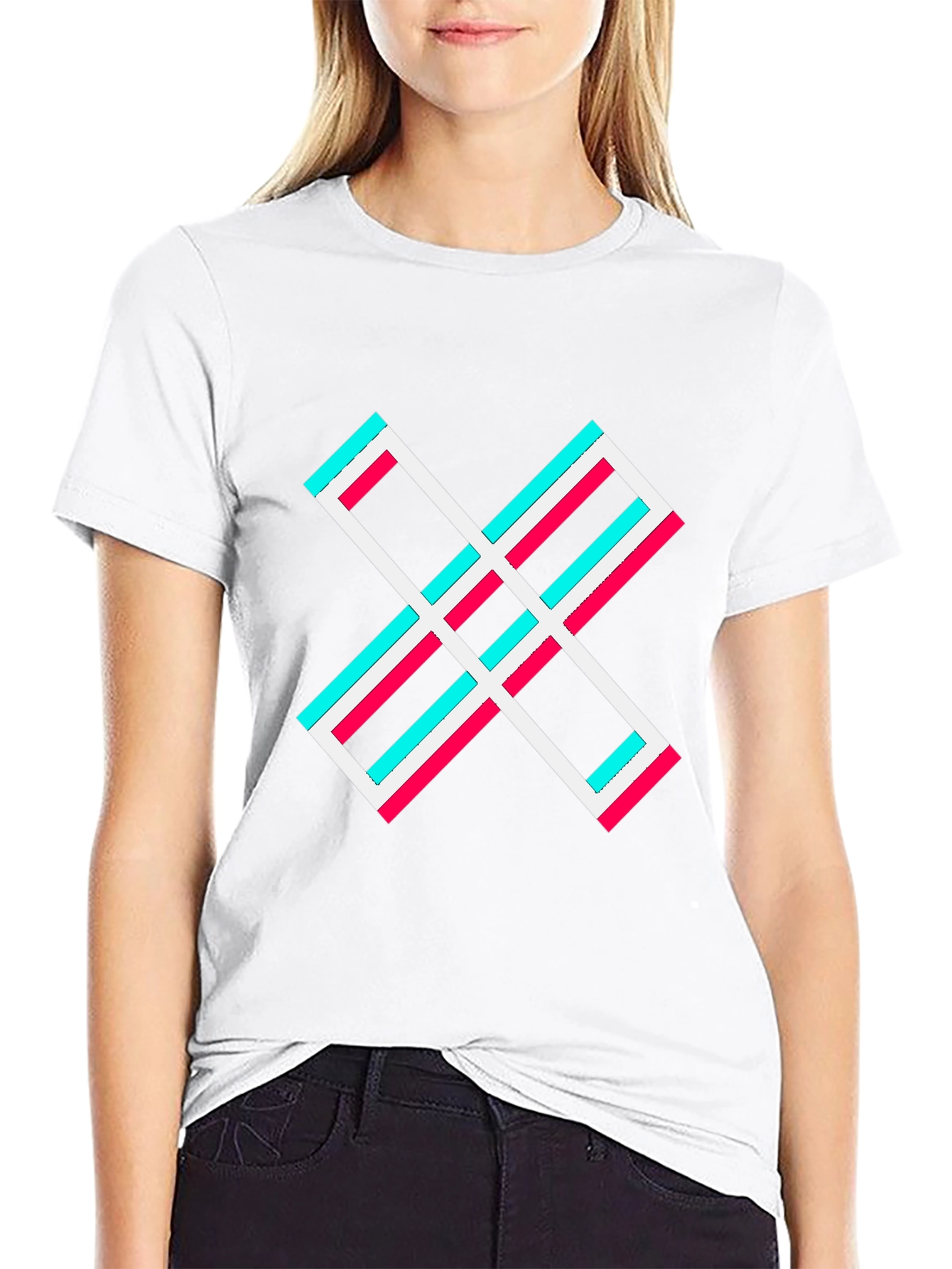 Black Abstract X Graphic Tee - Stylish Black Cotton T-Shirt view 9