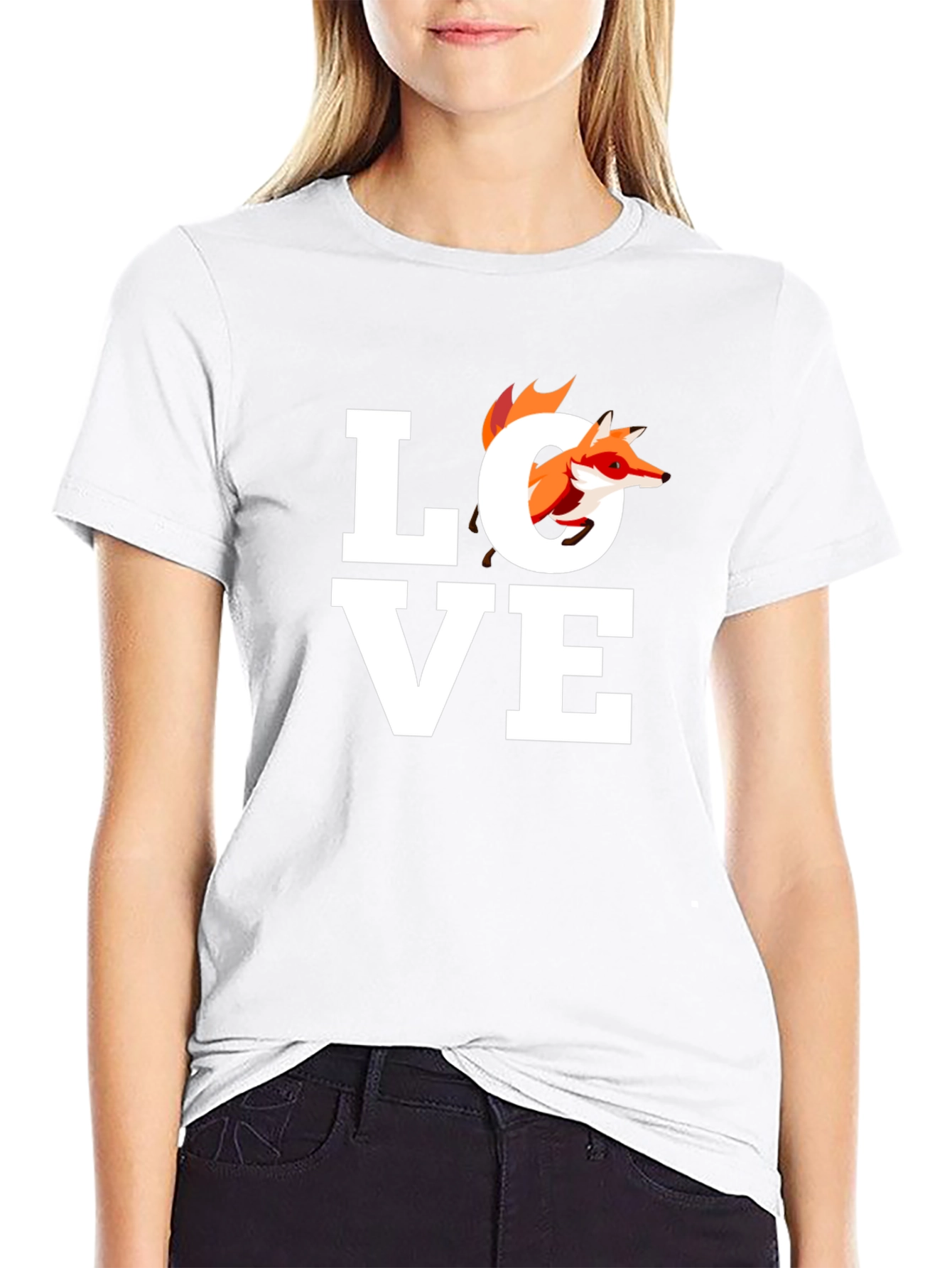 Black Fox Love Graphic Tee - Unisex Black T-Shirt view 9