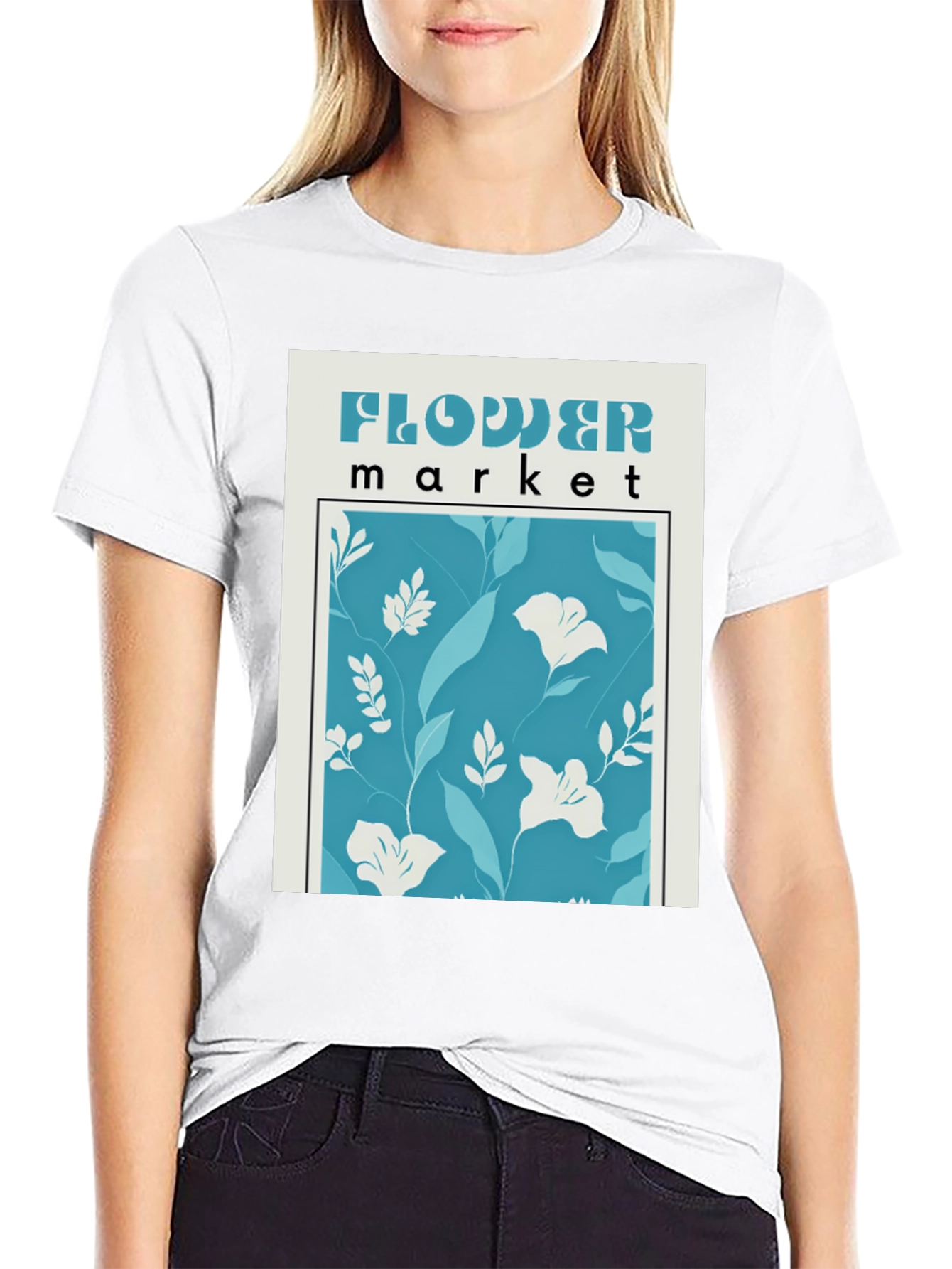 Black Flower Market Graphic Tee - Trendy Floral Print view 9
