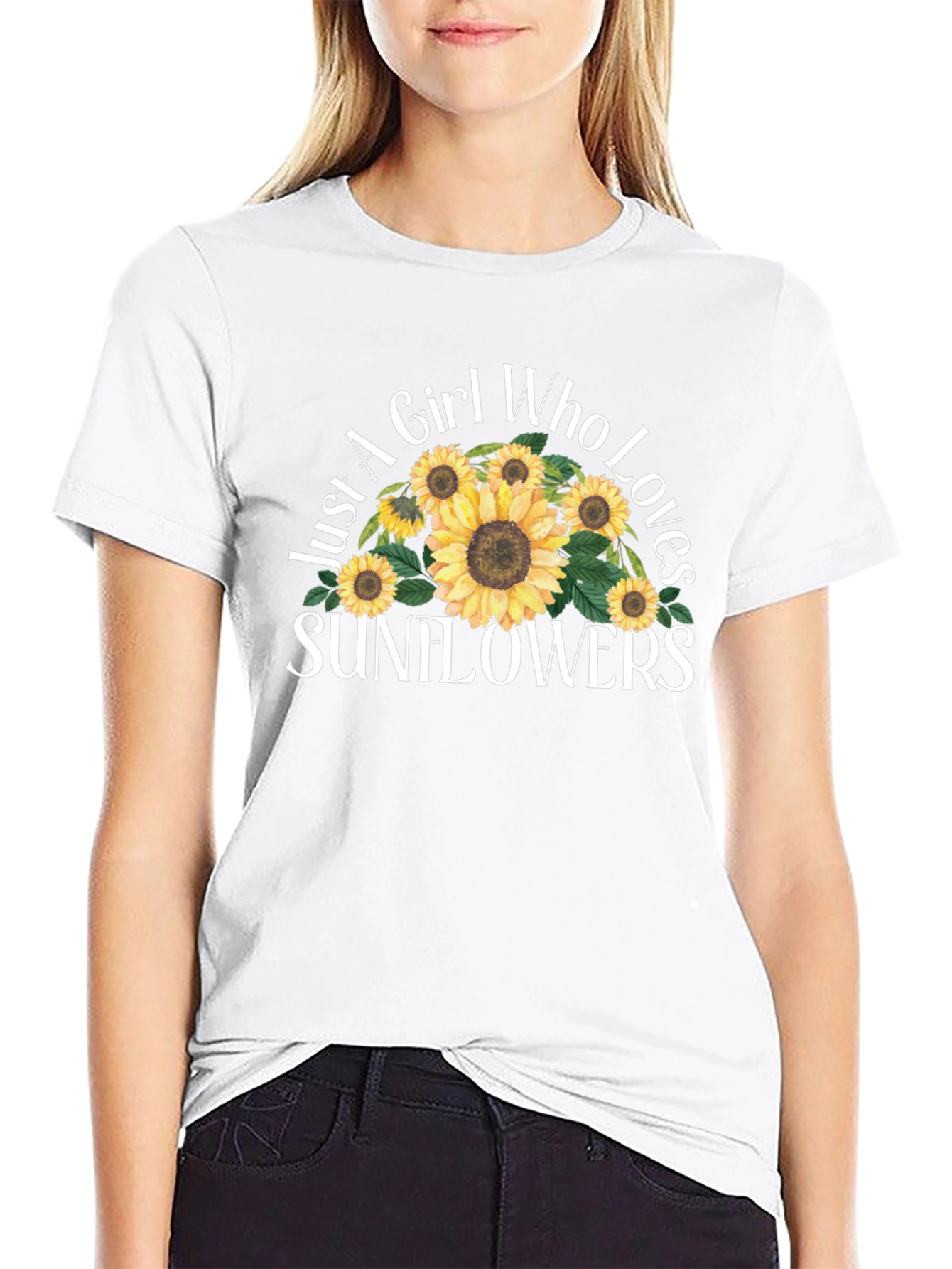 Black Sunflower Lover Graphic T-Shirt - Black Cotton Tee view 9
