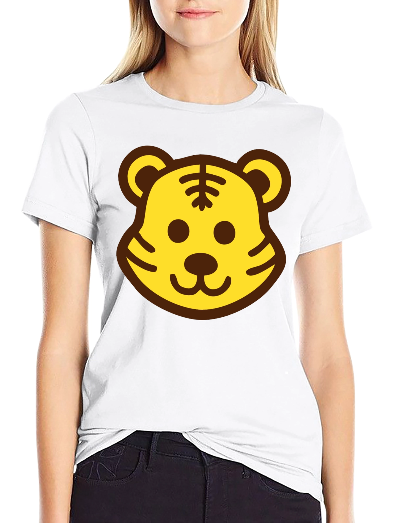 Black Fun Tiger Face Black T-Shirt view 9