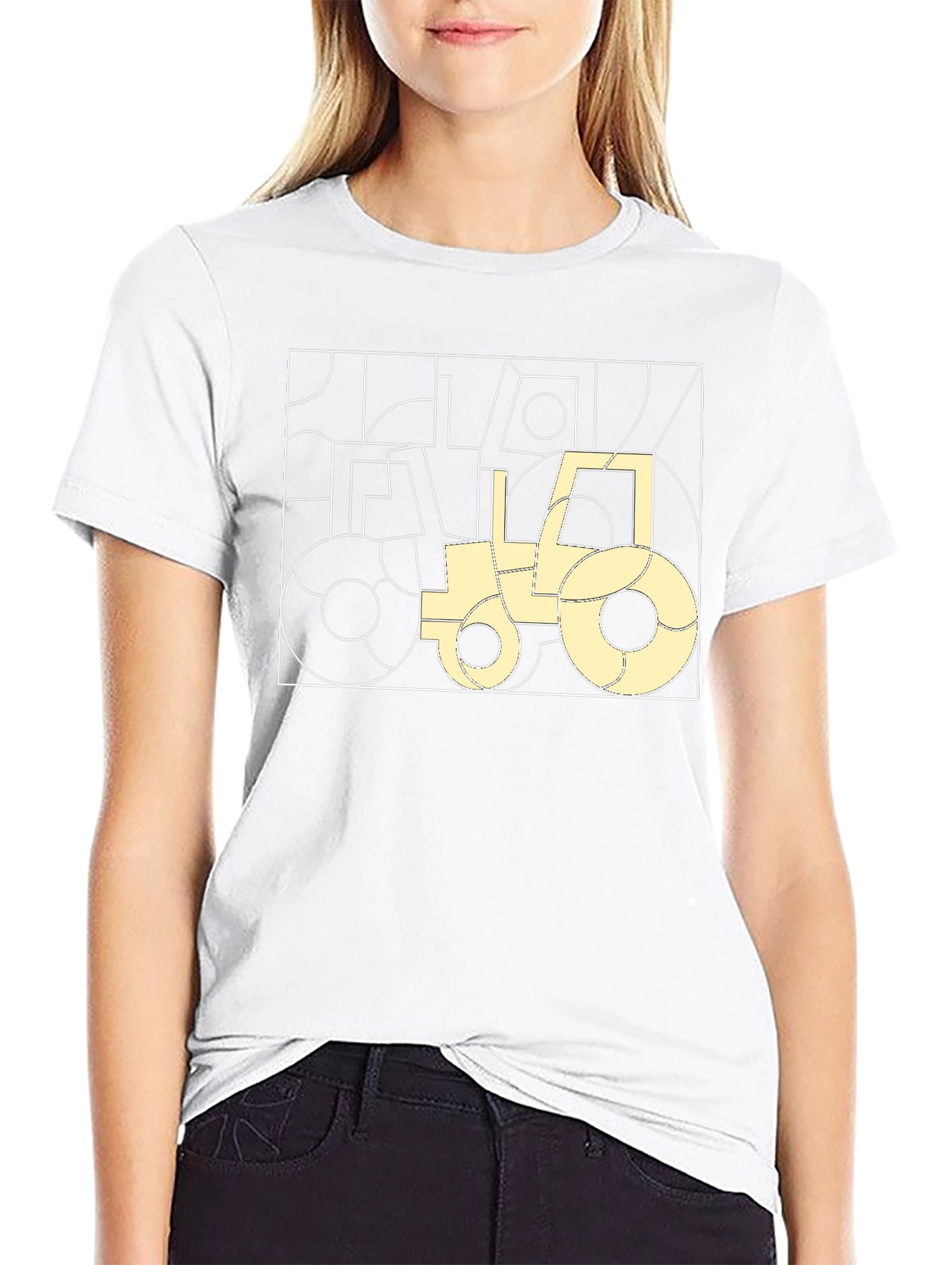 Black Abstract Tractor Graphic Tee - Black Cotton Comfort view 9