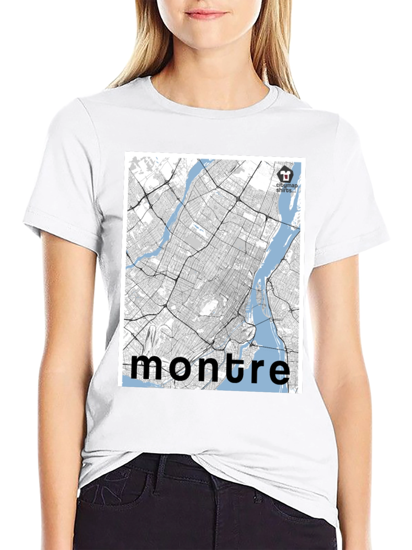 Black Montreal City Map T-Shirt - Black view 9