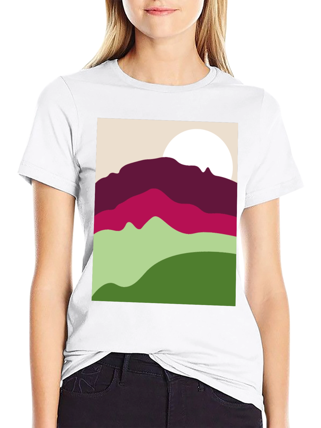 Black Abstract Mountain Scene Graphic Tee - Black view 9