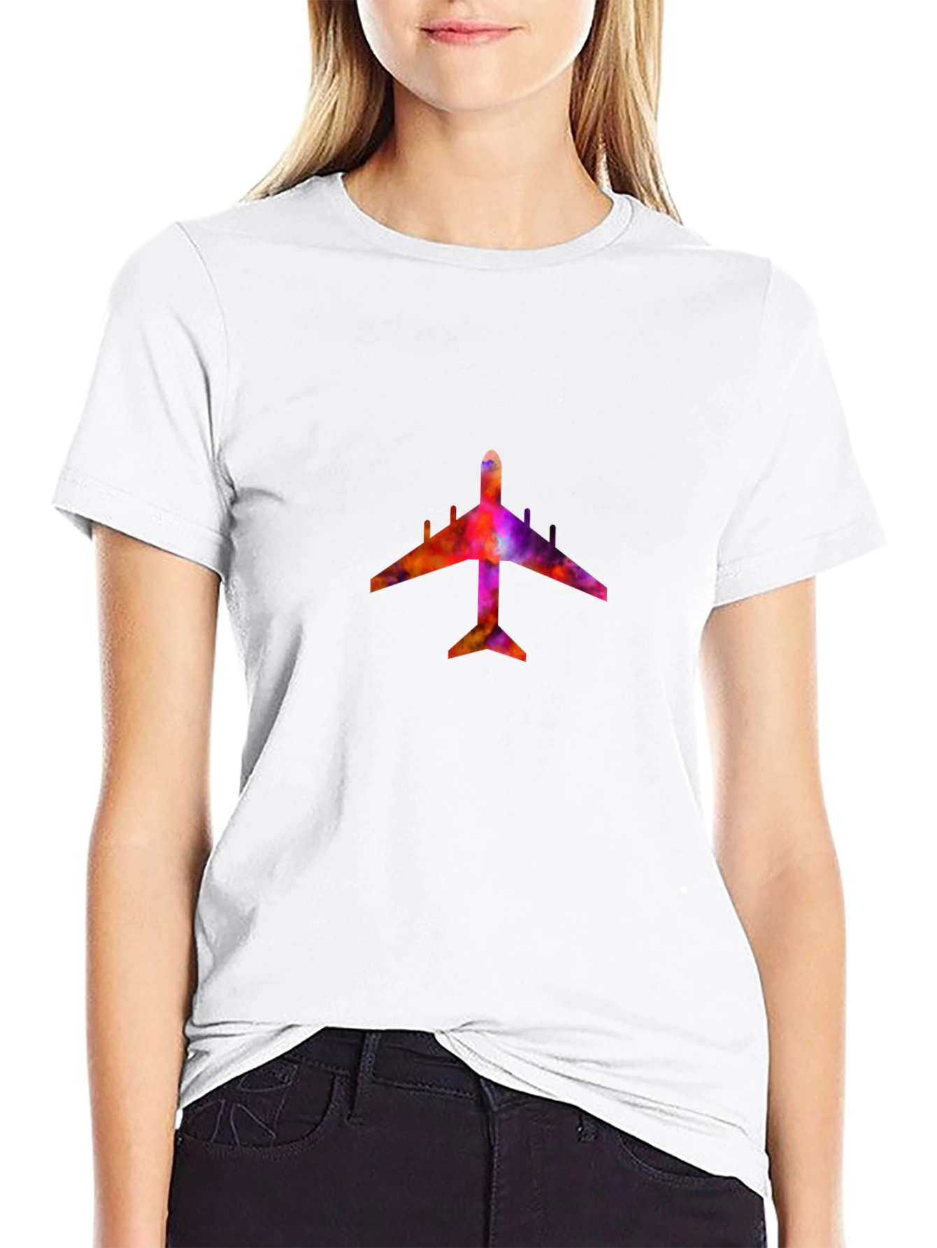 Black Colorful Airplane Graphic Tee - Black view 9
