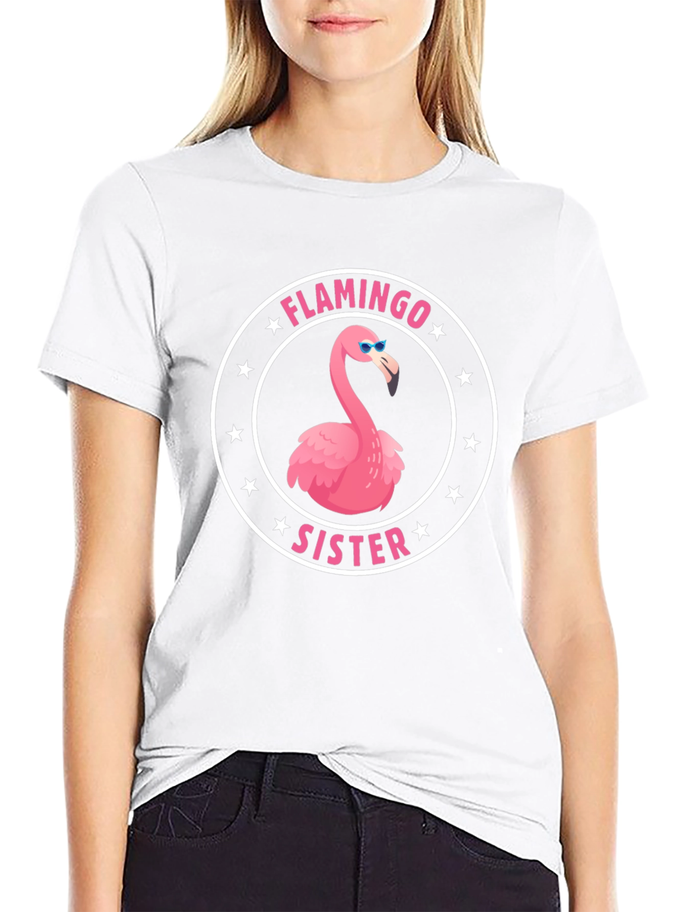 Black Flamingo Sister T-Shirt - Fun Graphic Tee view 9