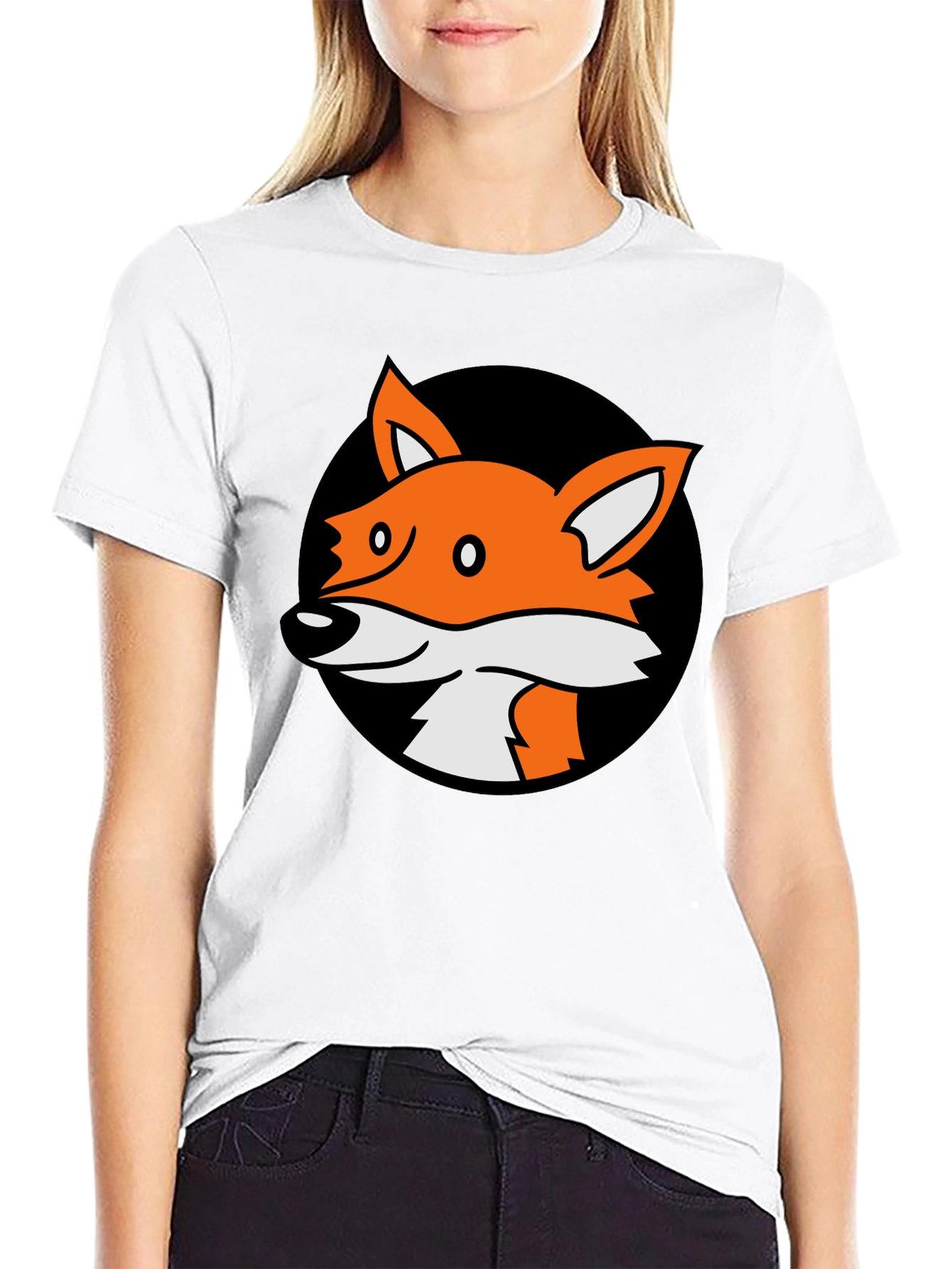 Black Fox Graphic Black T-Shirt - Cartoon Animal Tee view 9