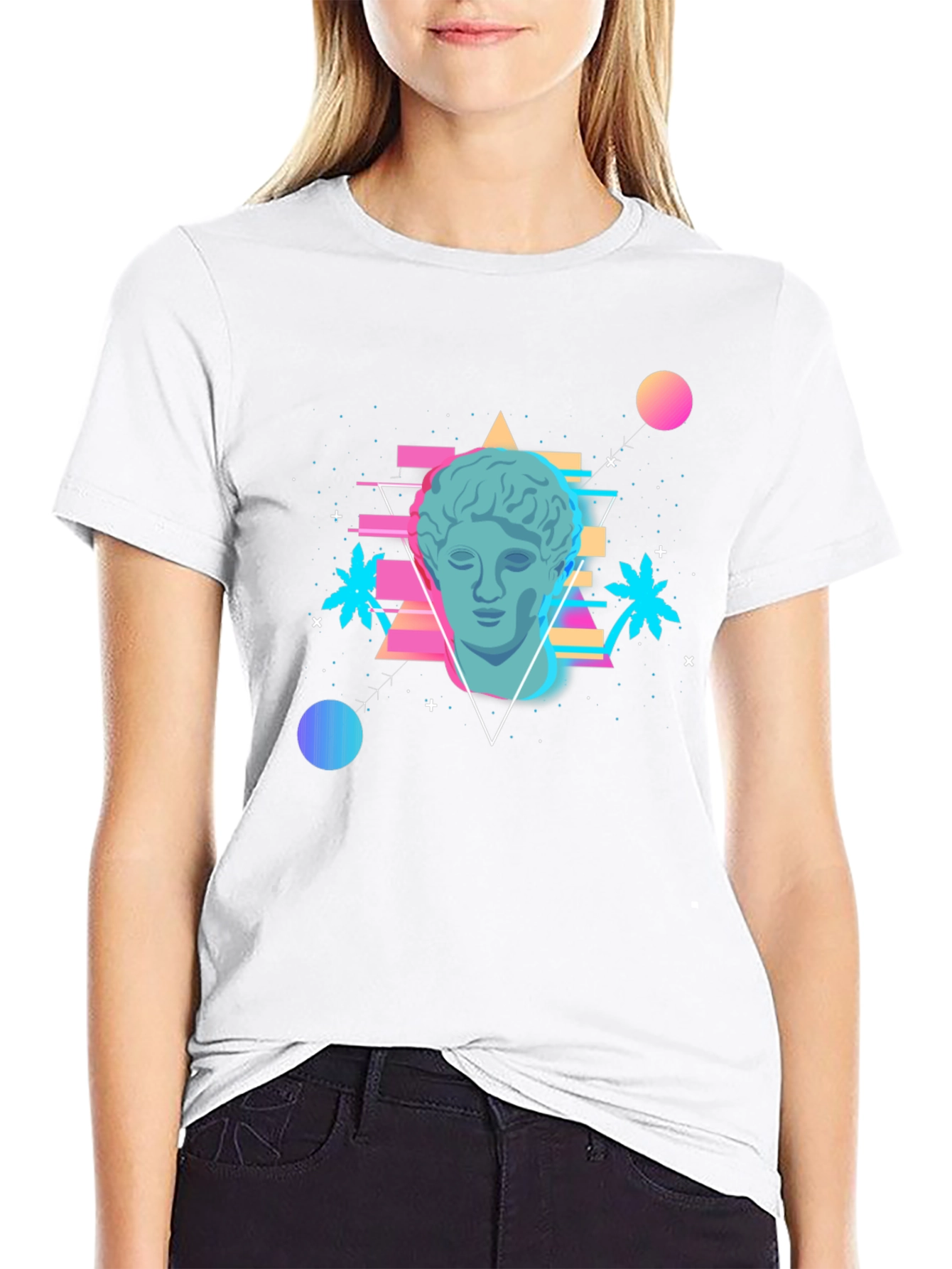 Black Vaporwave Statue T-Shirt - Retro Aesthetic Tee view 9