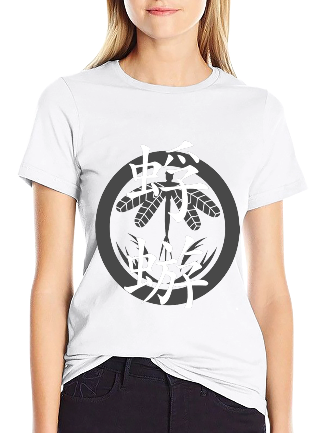 Japanese Mon T-Shirt - Dragonfly Kamon Design - 9