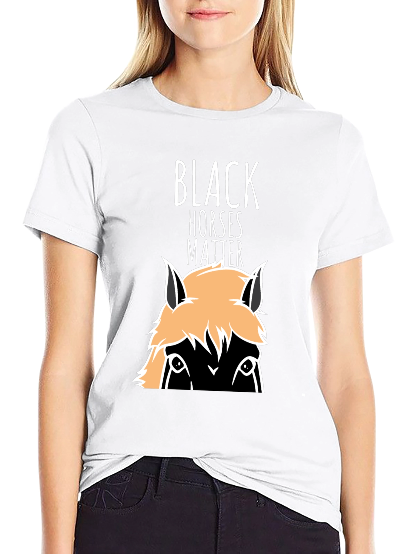 Black Black Horses Matter Graphic T-Shirt view 9
