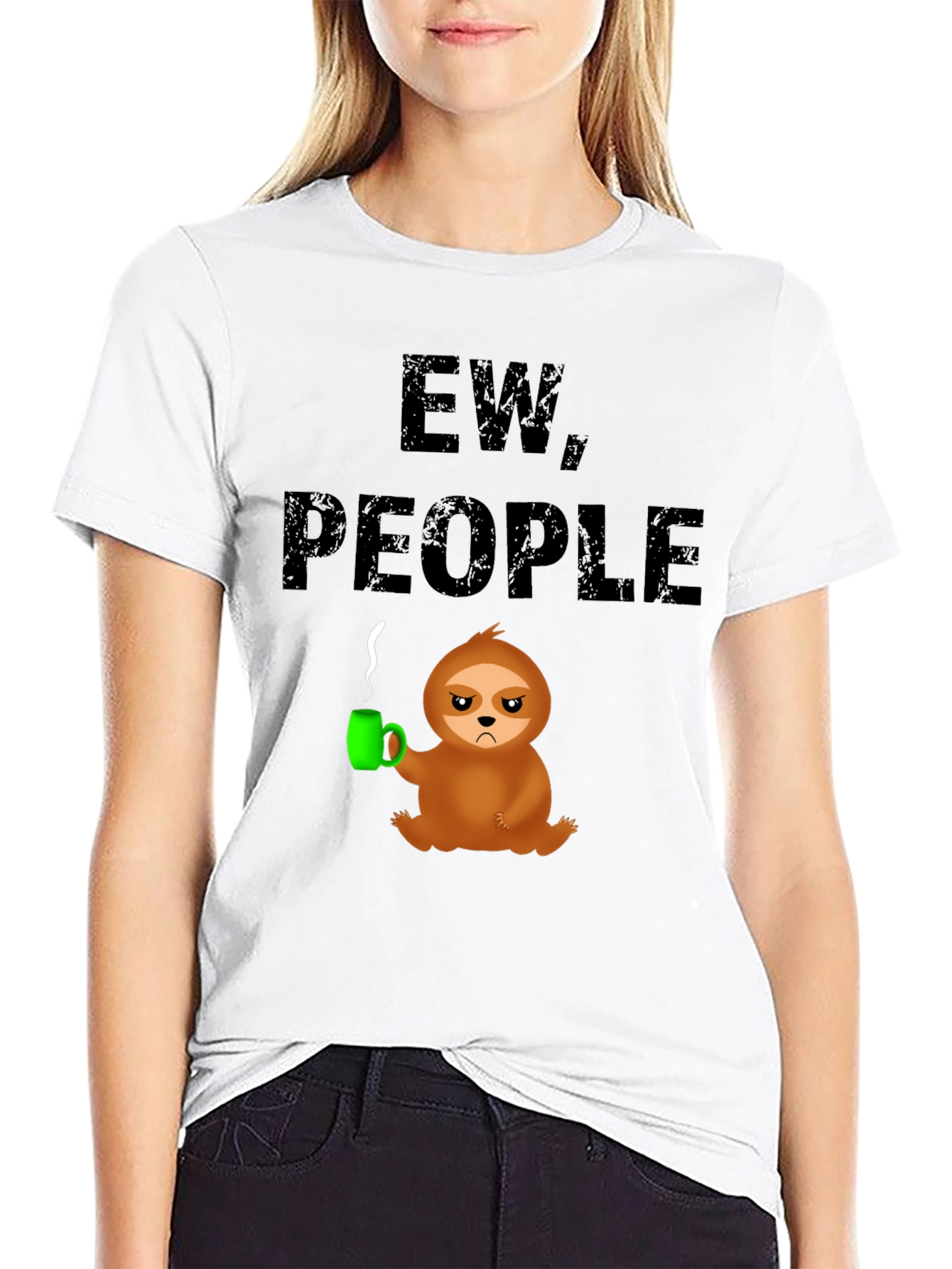 Black Ew People Sloth Graphic Tee - Novelty T-Shirt view 9