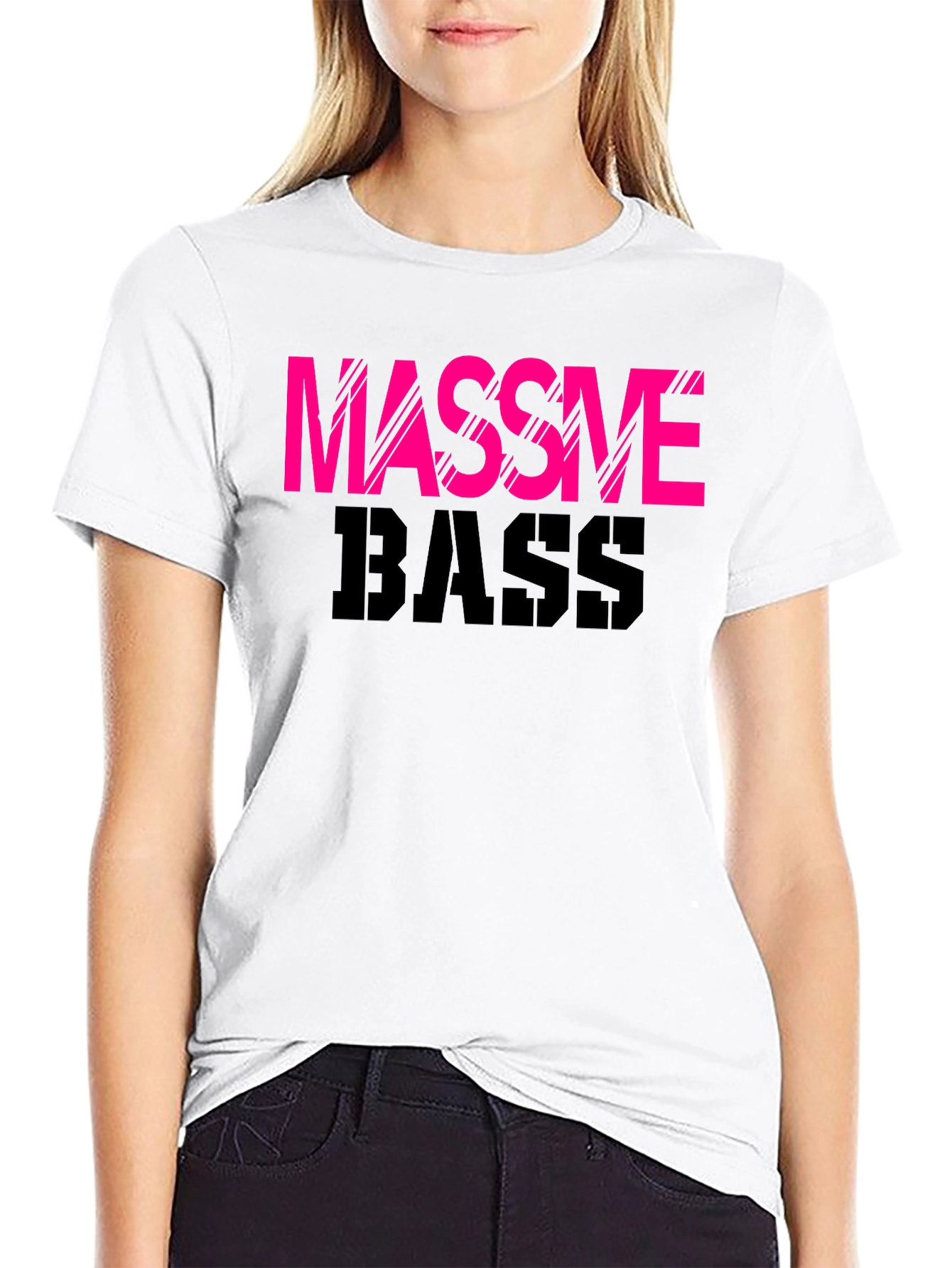 Black Massive Bass Graphic Tee - Black Cotton T-Shirt view 9