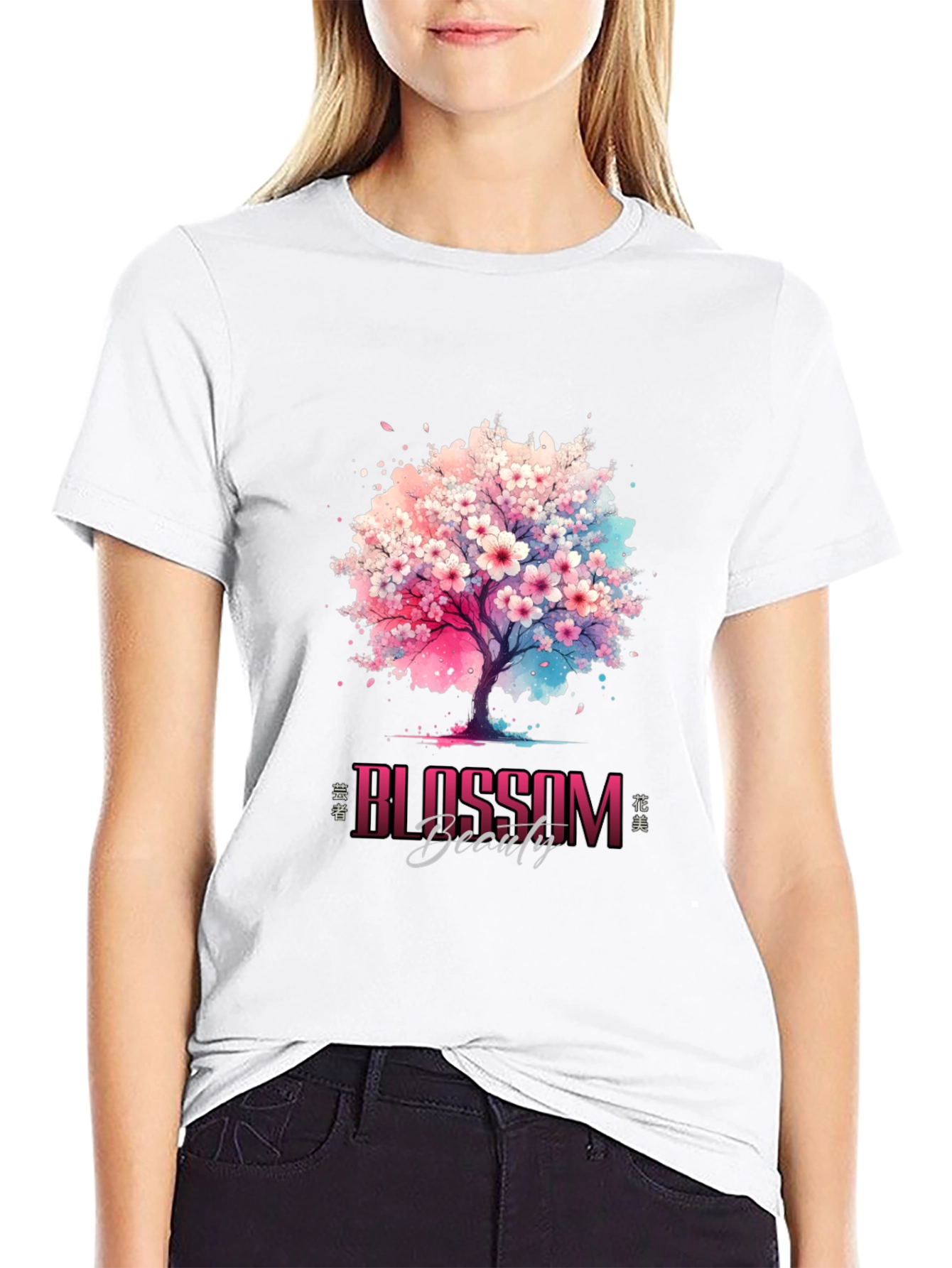 Black Blossom Beauty Graphic Tee - Artistic Design view 9