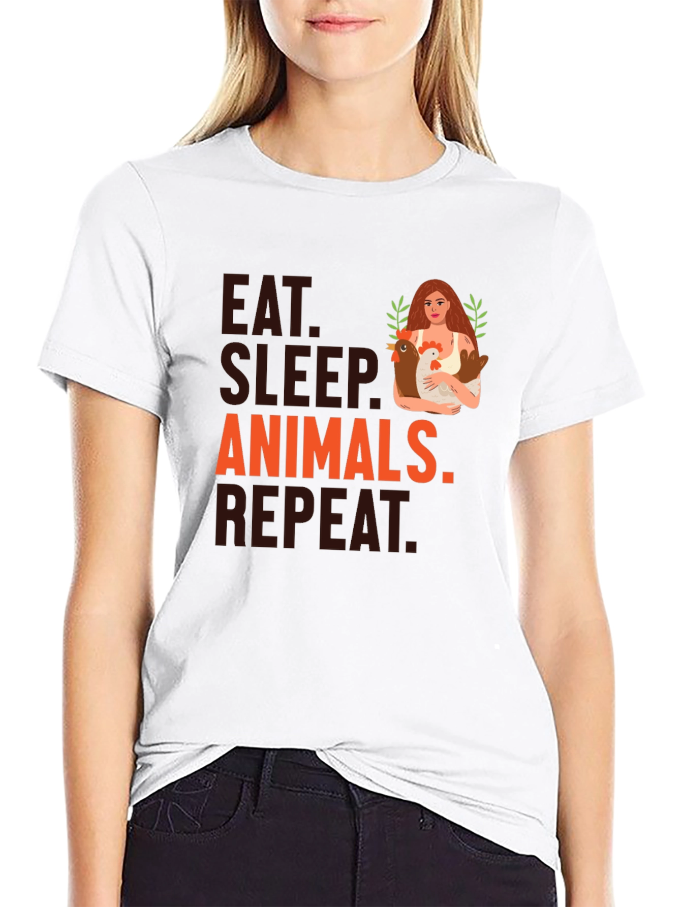 Black Eat Sleep Animals Repeat T-Shirt view 9