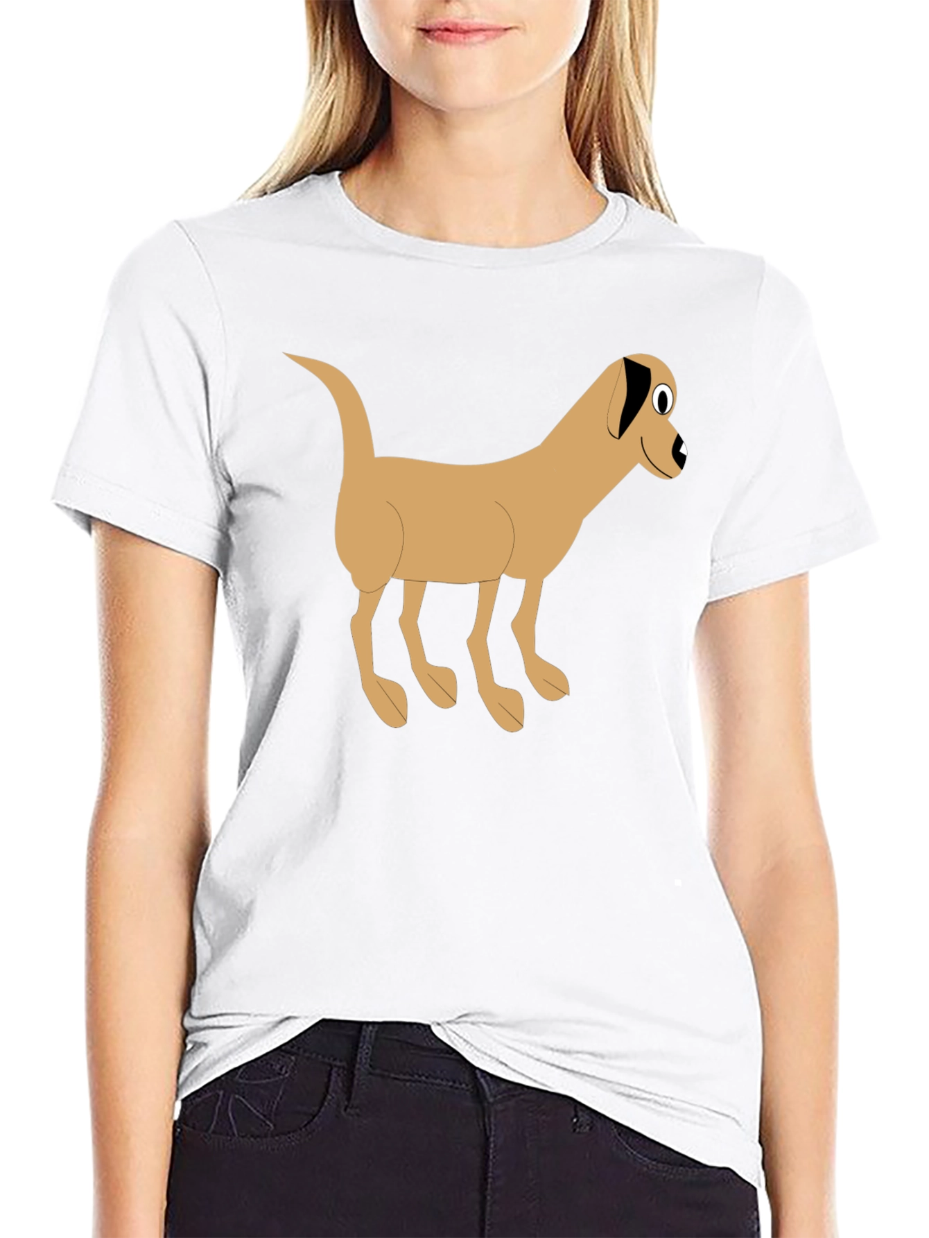 Black Cartoon Dog Graphic Black T-Shirt view 9