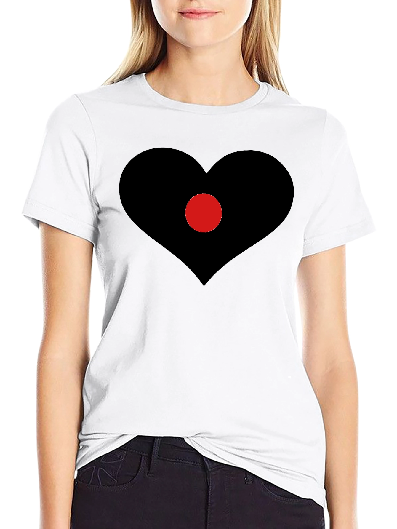 Black Heart Center T-Shirt - Black Graphic Tee view 9