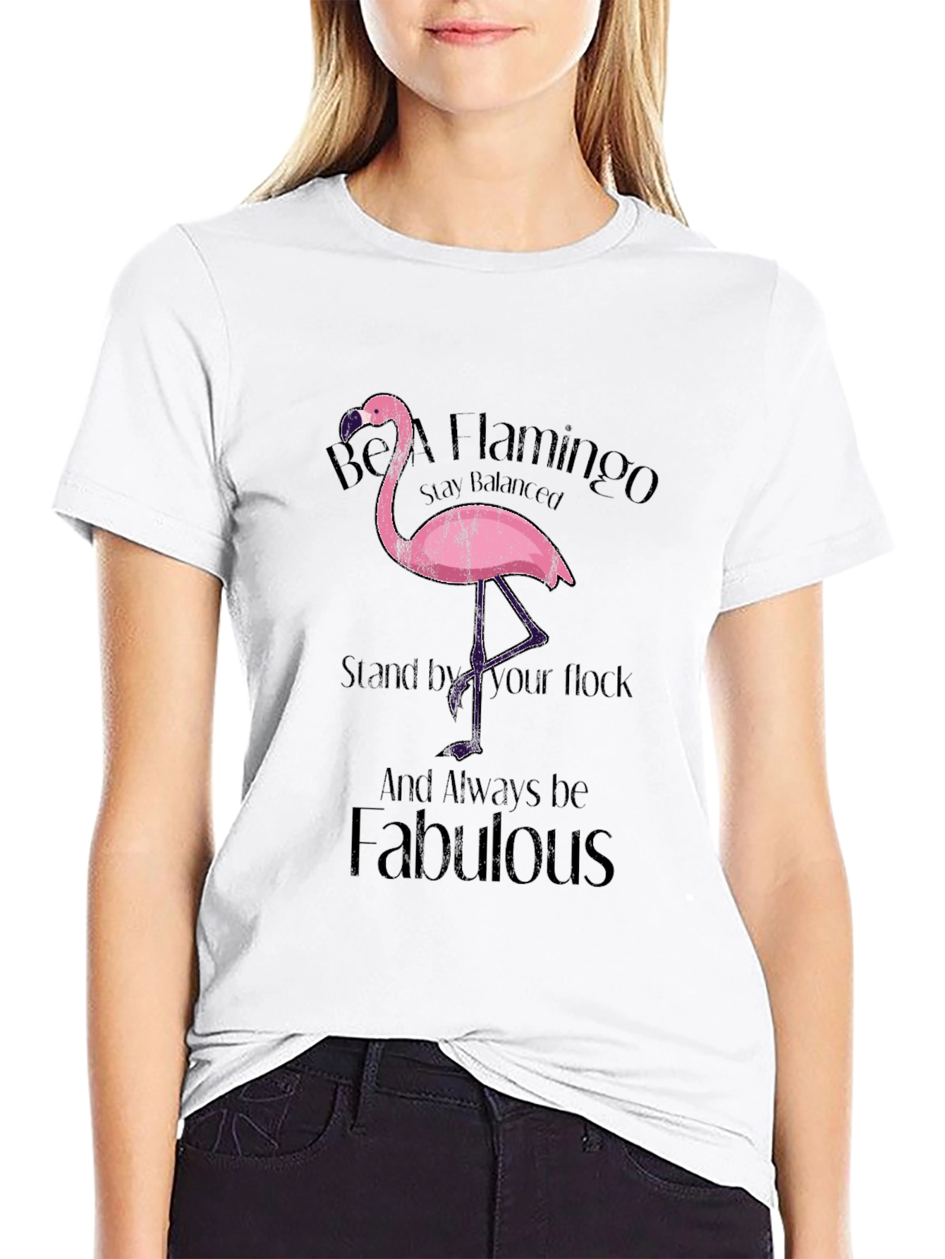 Black Be a Flamingo Black T-Shirt view 9