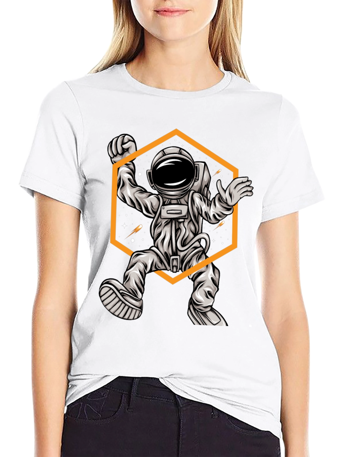 Black Astronaut Graphic Tee - Black Cotton T-Shirt view 9