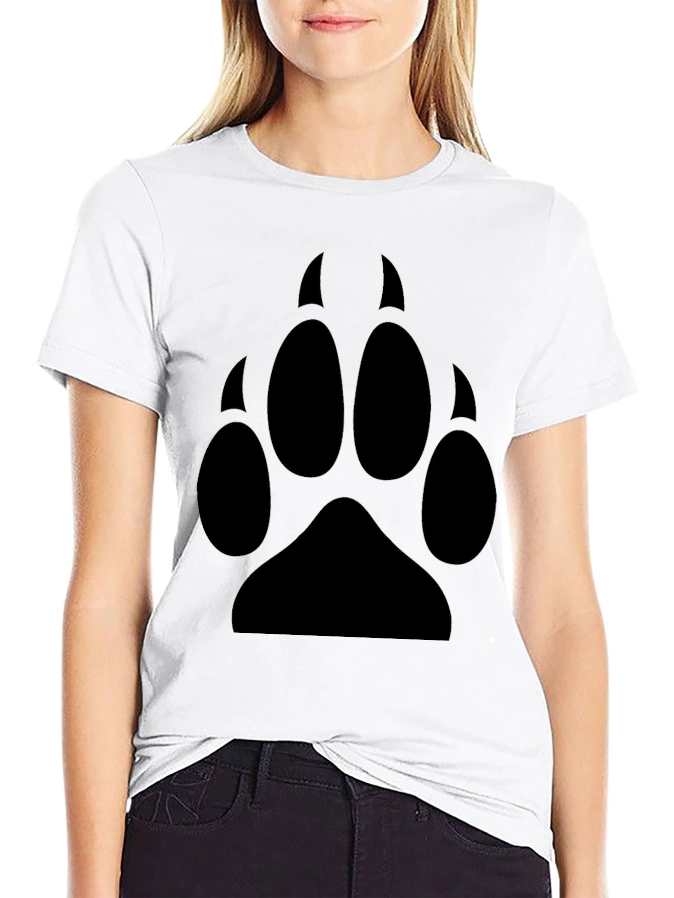 Black Black T-Shirt with Bear Paw Print view 9