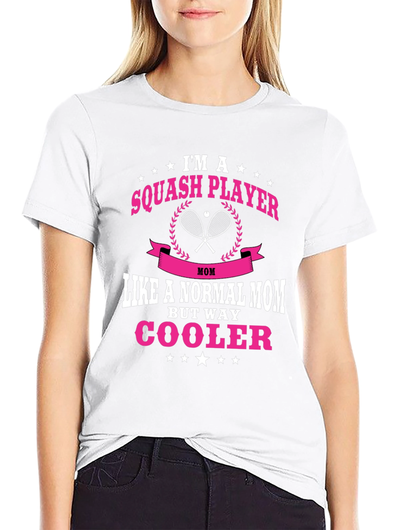 Black Squash Player Mom T-Shirt: Way Cooler! view 9