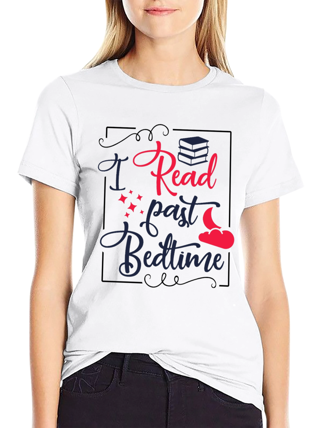 Black I Read Past Bedtime Graphic T-Shirt view 9