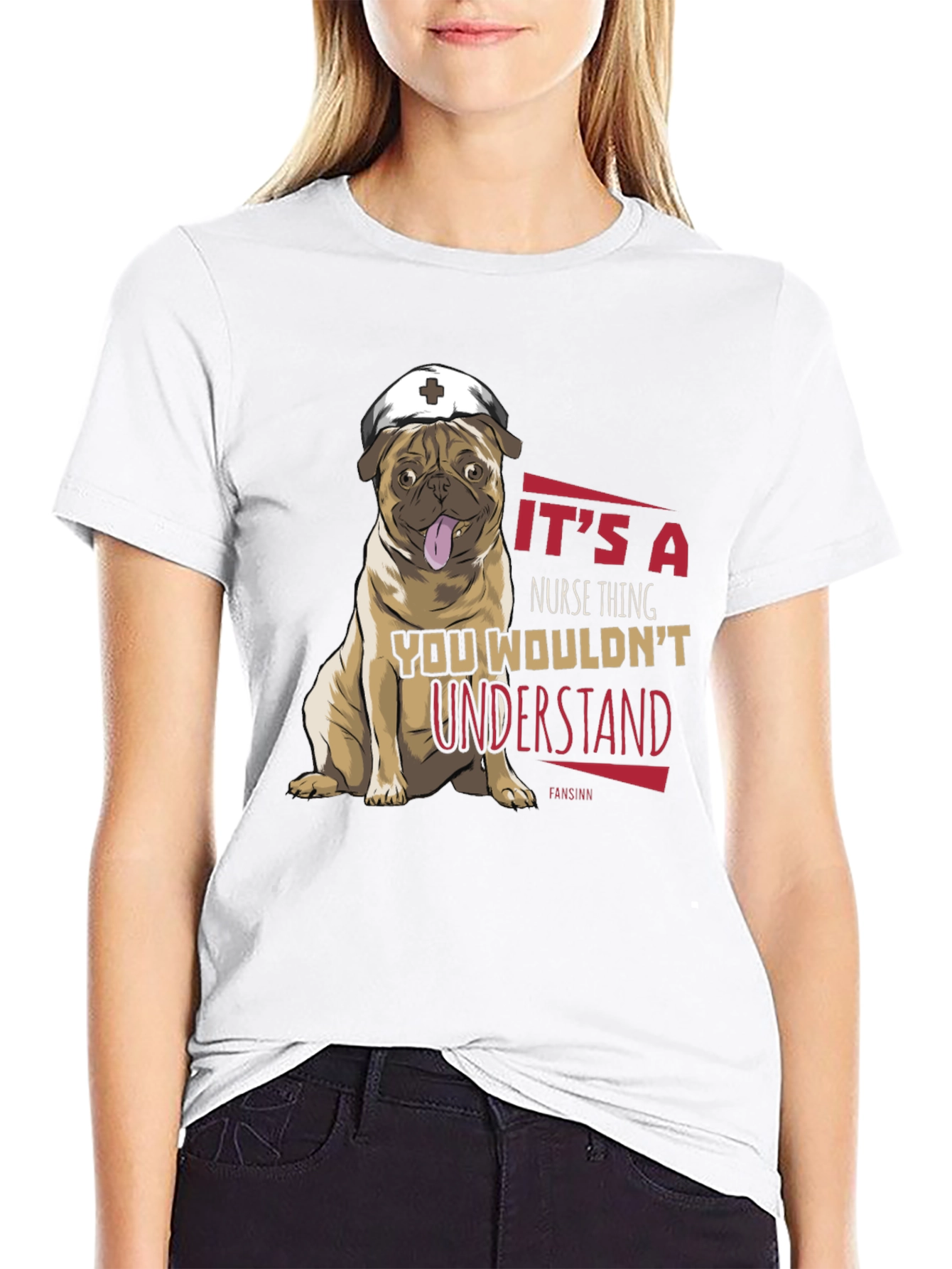 Black Nurse Pug T-Shirt - It's a Nurse Thing view 9