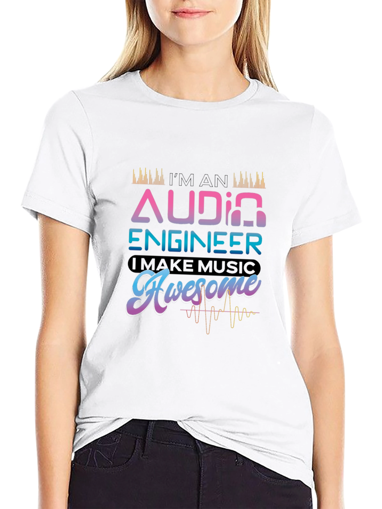 Black Audio Engineer T-Shirt - I Make Music Awesome Tee view 9
