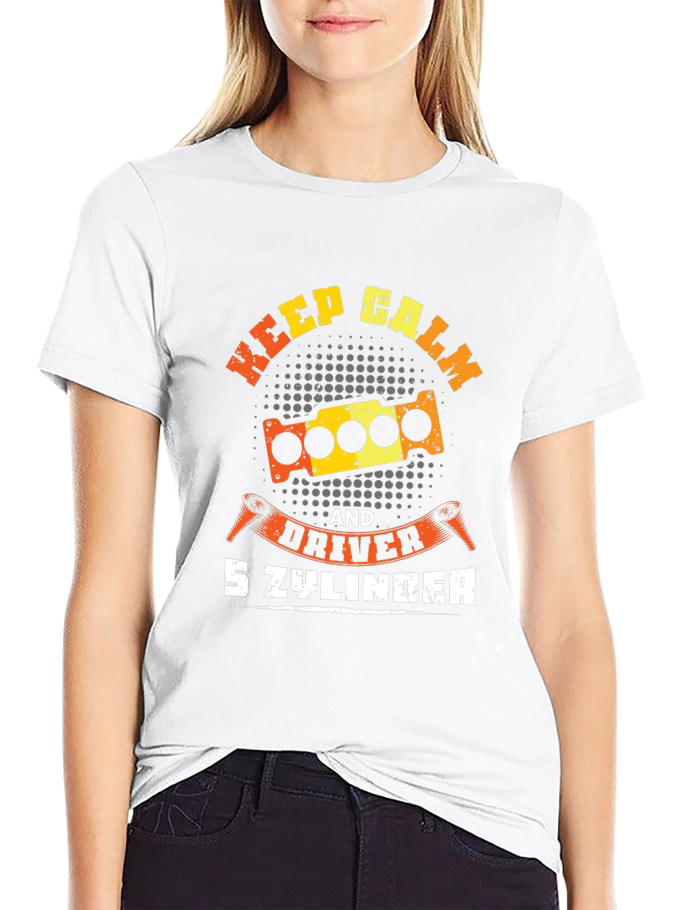 Black Keep Calm 5 Cylinder Driver Graphic Tee view 9