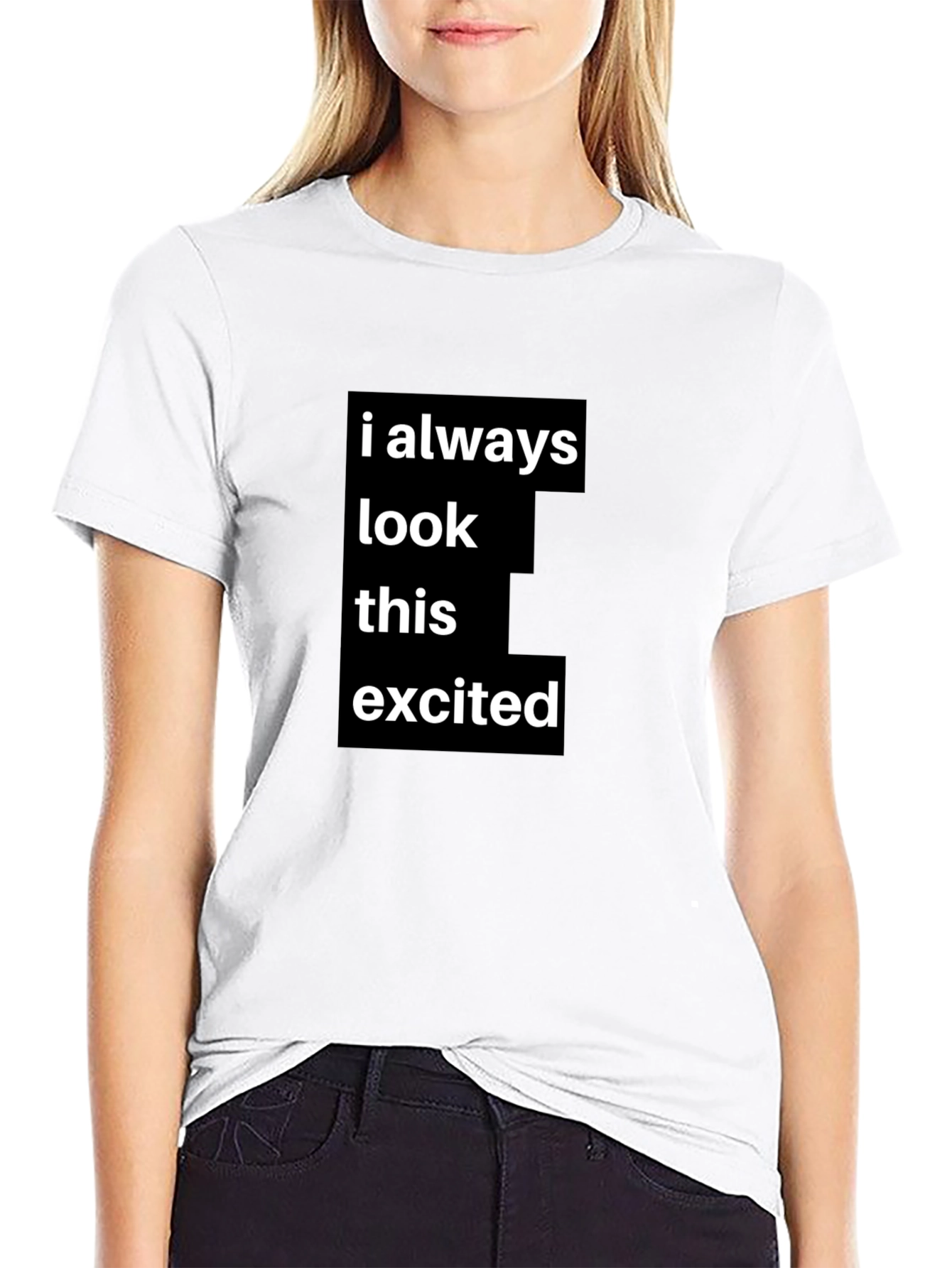 Black Always Excited Graphic Tee - Black Casual Shirt view 9