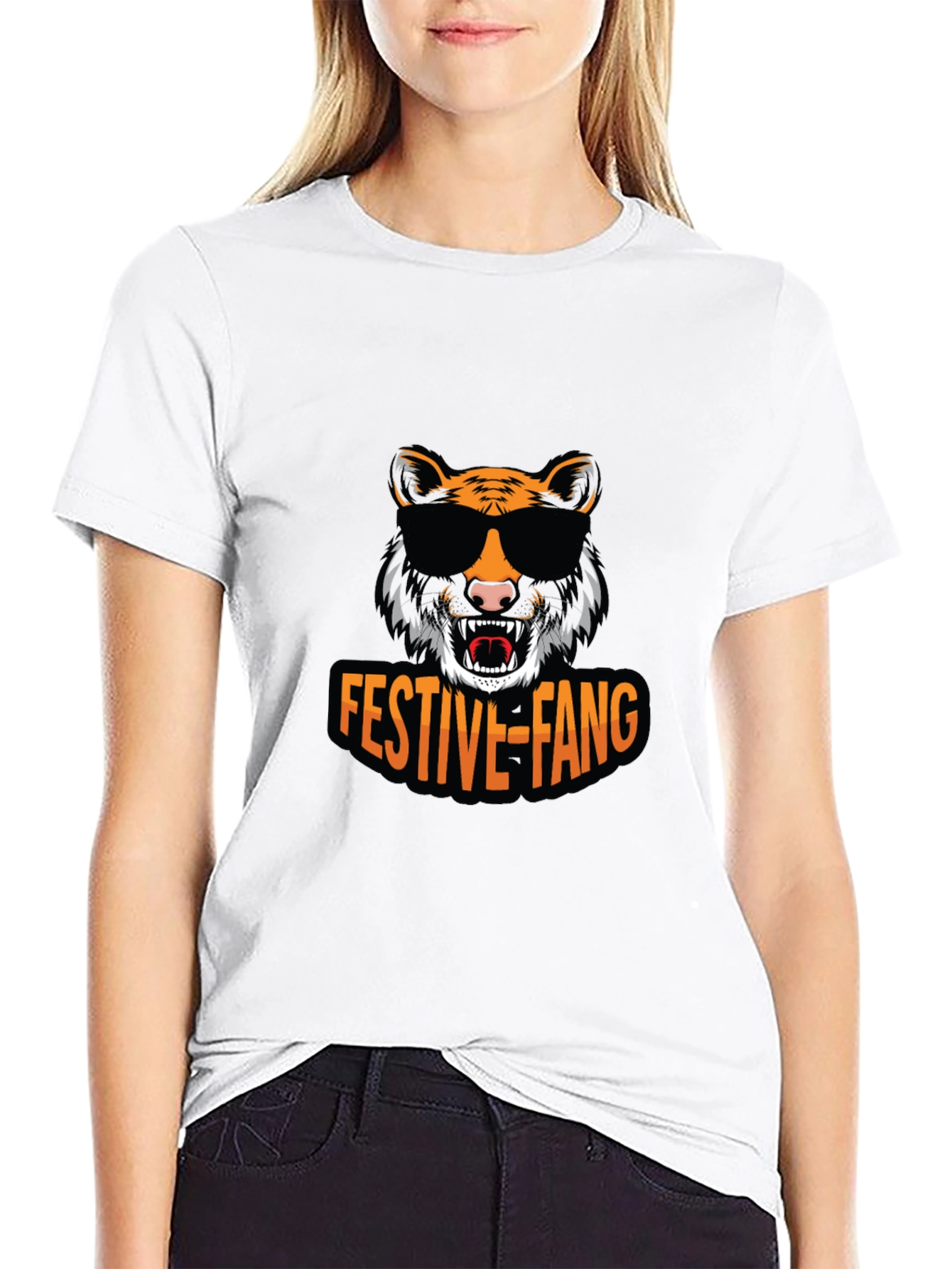 Black Festive Fang Tiger Graphic Tee view 9