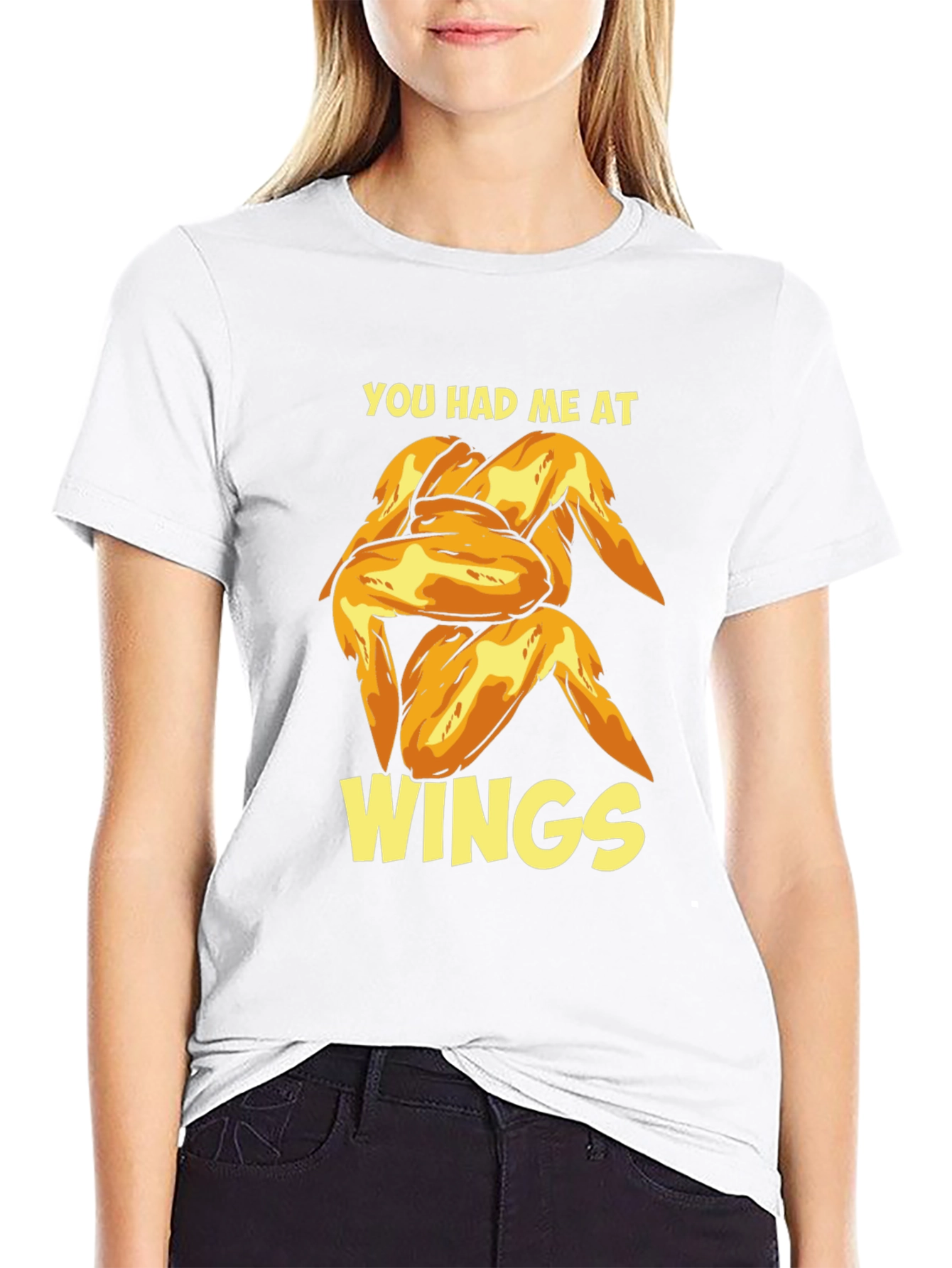 Black You Had Me At Wings - Novelty Graphic T-Shirt view 9