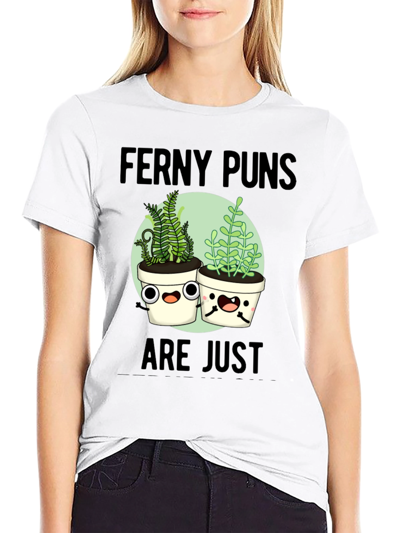 Black Ferny Puns T-Shirt - Funny Plant Humor Tee view 9