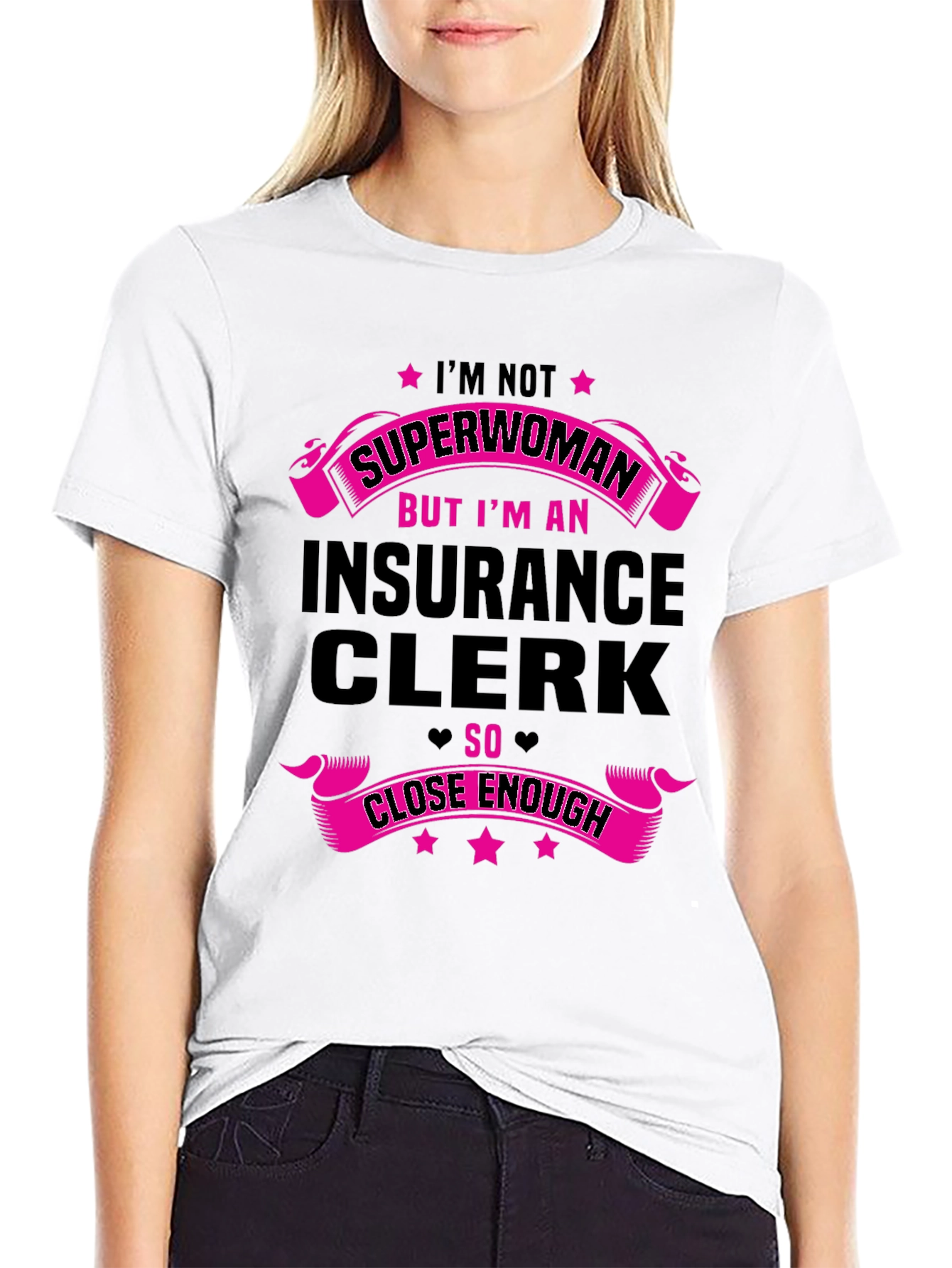 Black Insurance Clerk T-Shirt - Not Superwoman view 9