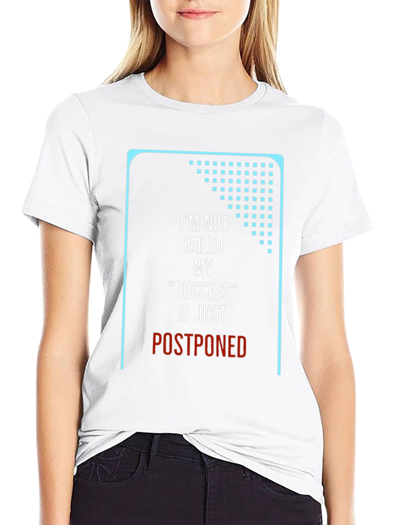 Black Motivational T-Shirt: "Postponed Success" Black Crew Neck view 9